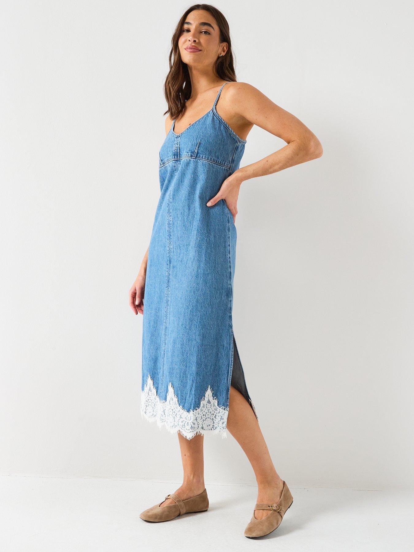 white christmas dresses Plus Size Denim Slip Dress: Stylish Casual Summer Vacation Outfit for –  Canary Houze main image 1