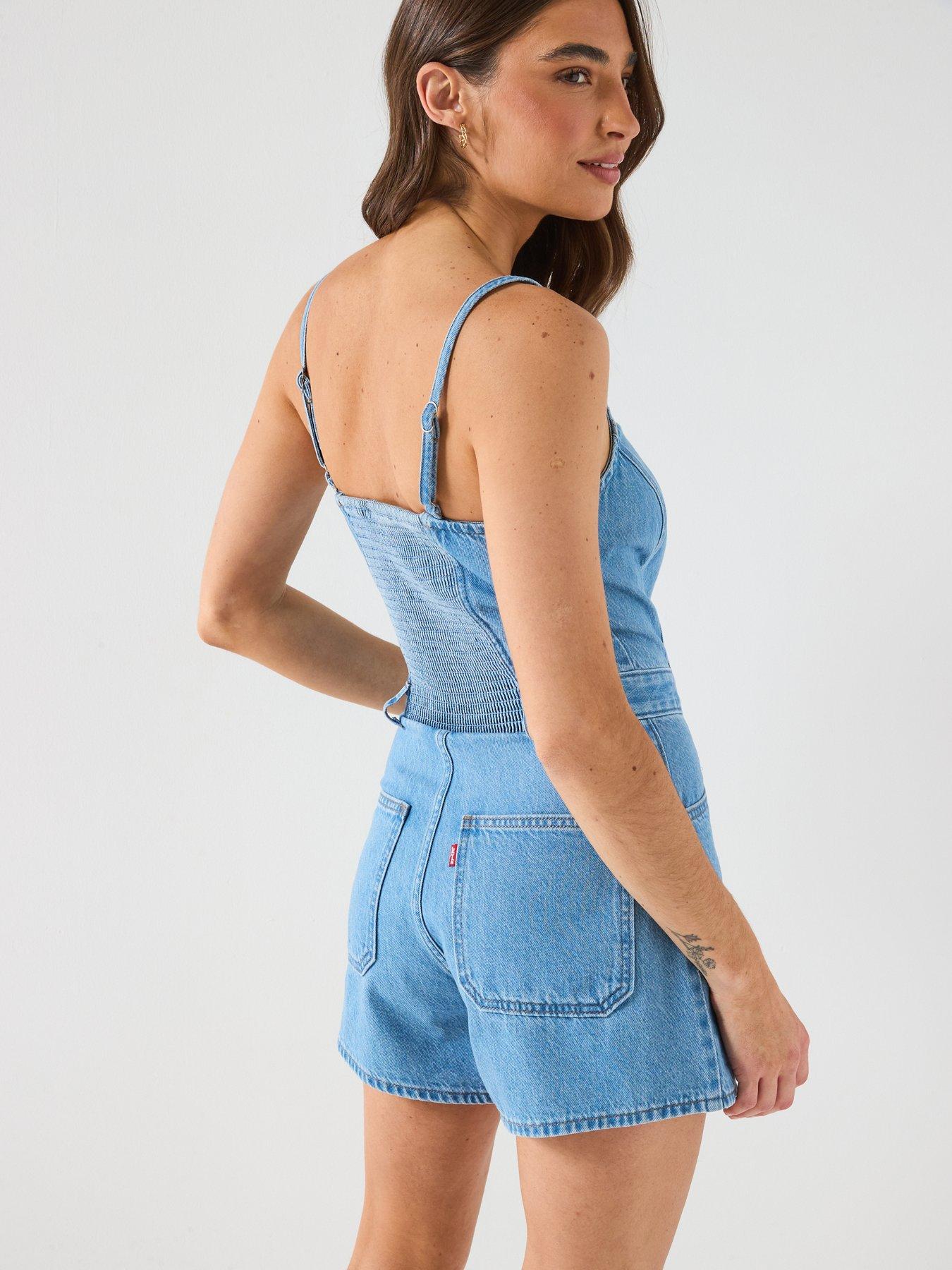 Image 2 of 6 of Levi's Square Neck Romper - Blue