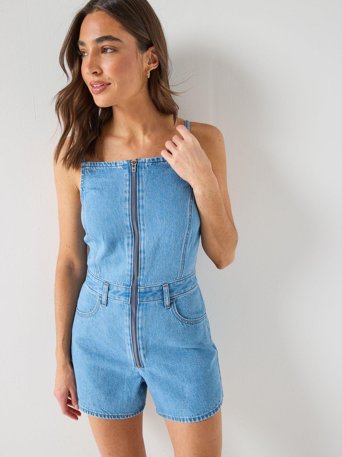 Image 4 of 6 of Levi's Square Neck Romper - Blue