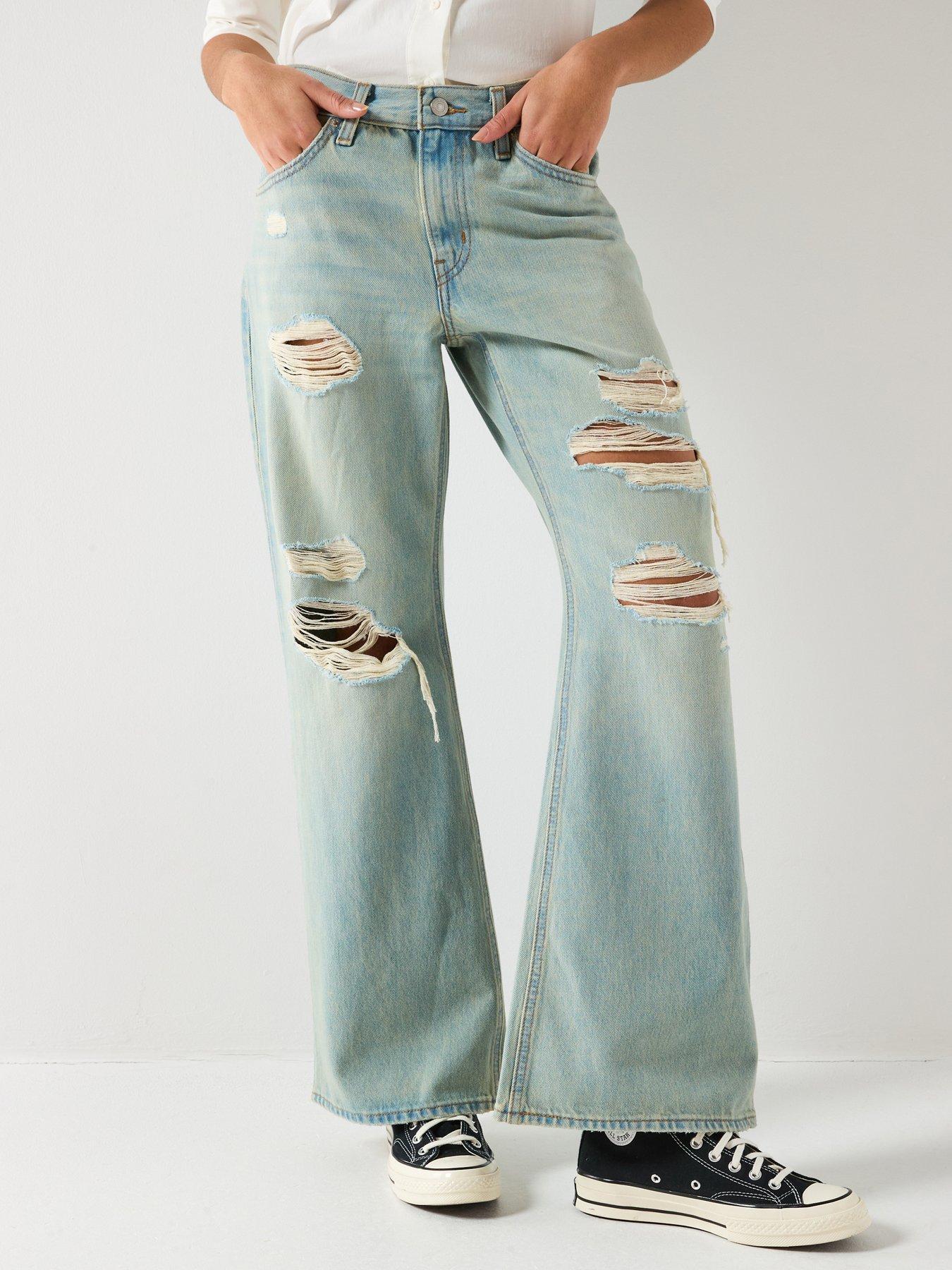 Levi's Middy Loose Boot Jeans, Blue, Size 28, Inside Leg 31, Women