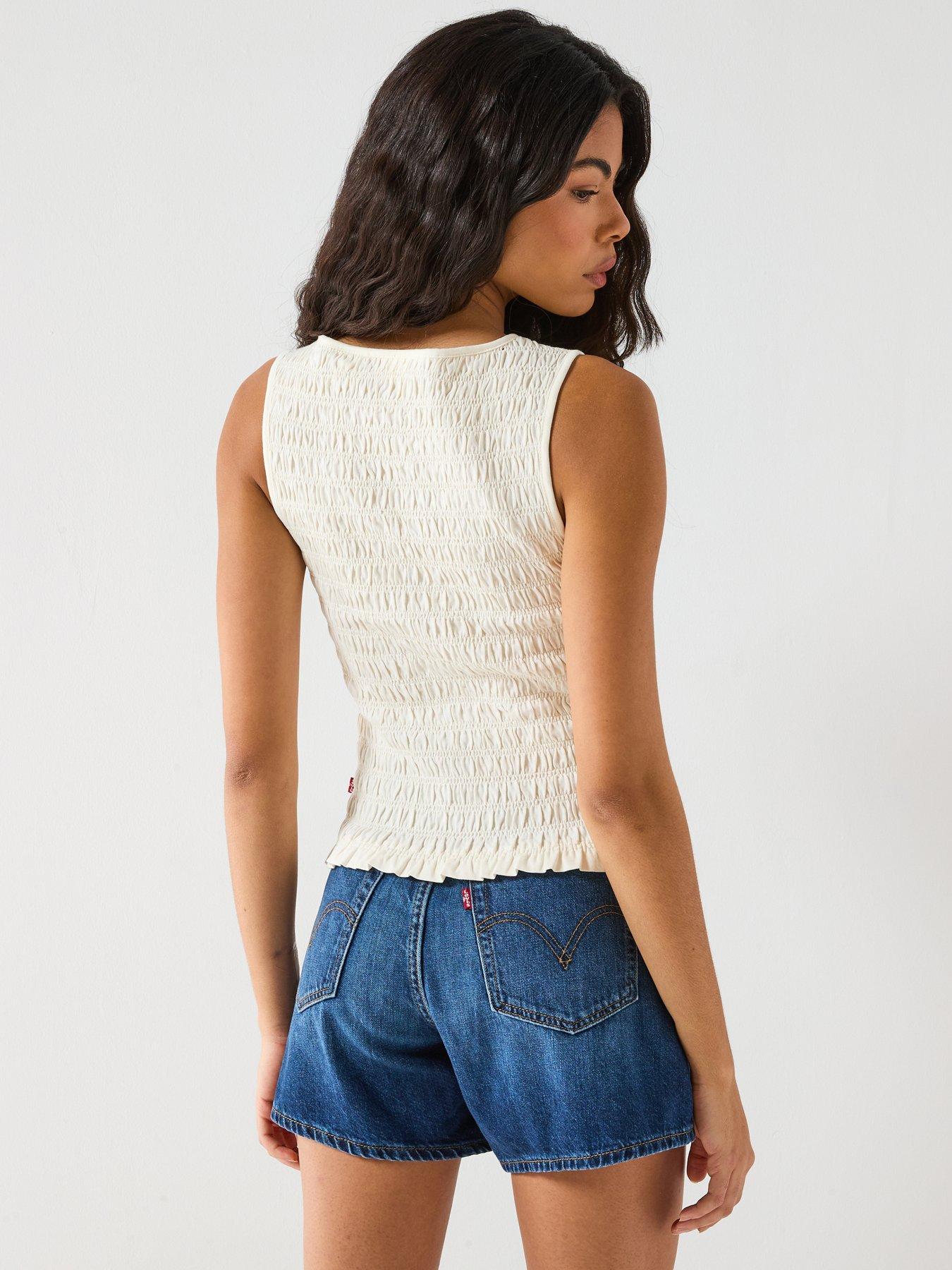 Image 2 of 6 of Levi's Bella Smocked Top - White