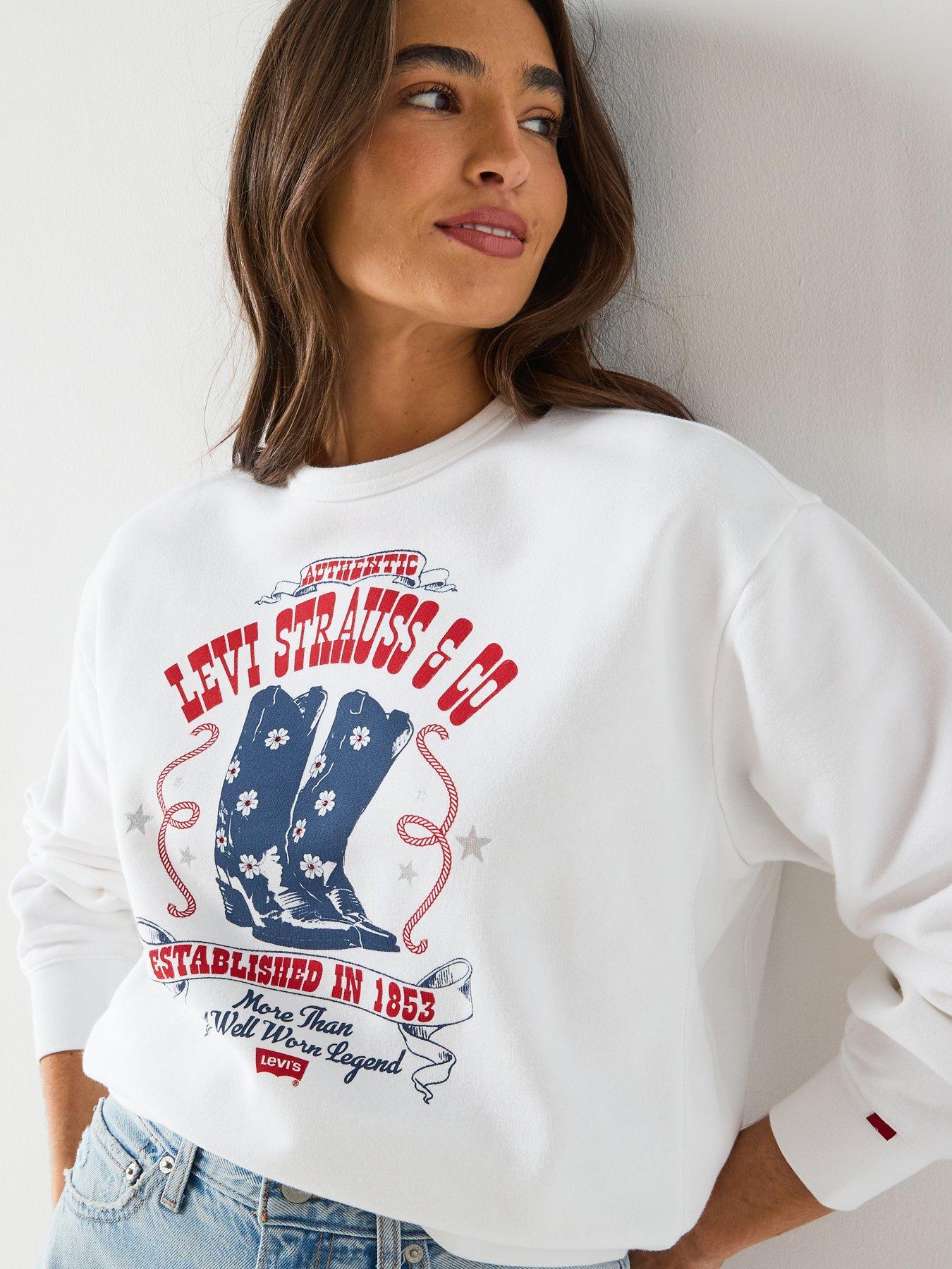Image 4 of 6 of Levi's Graphic Heritage Crew Neck Sweatshirt - White