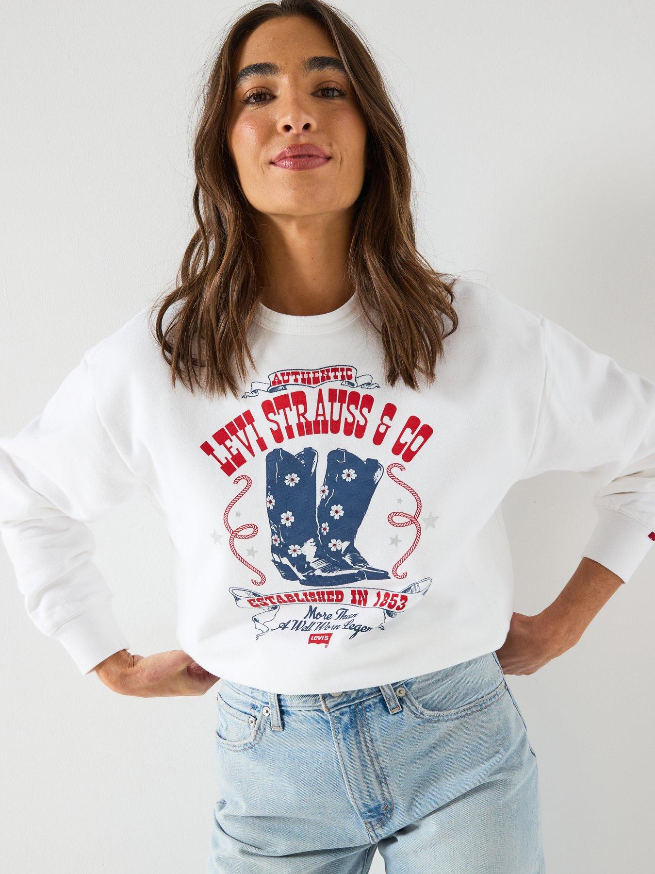 Image 6 of 6 of Levi's Graphic Heritage Crew Neck Sweatshirt - White