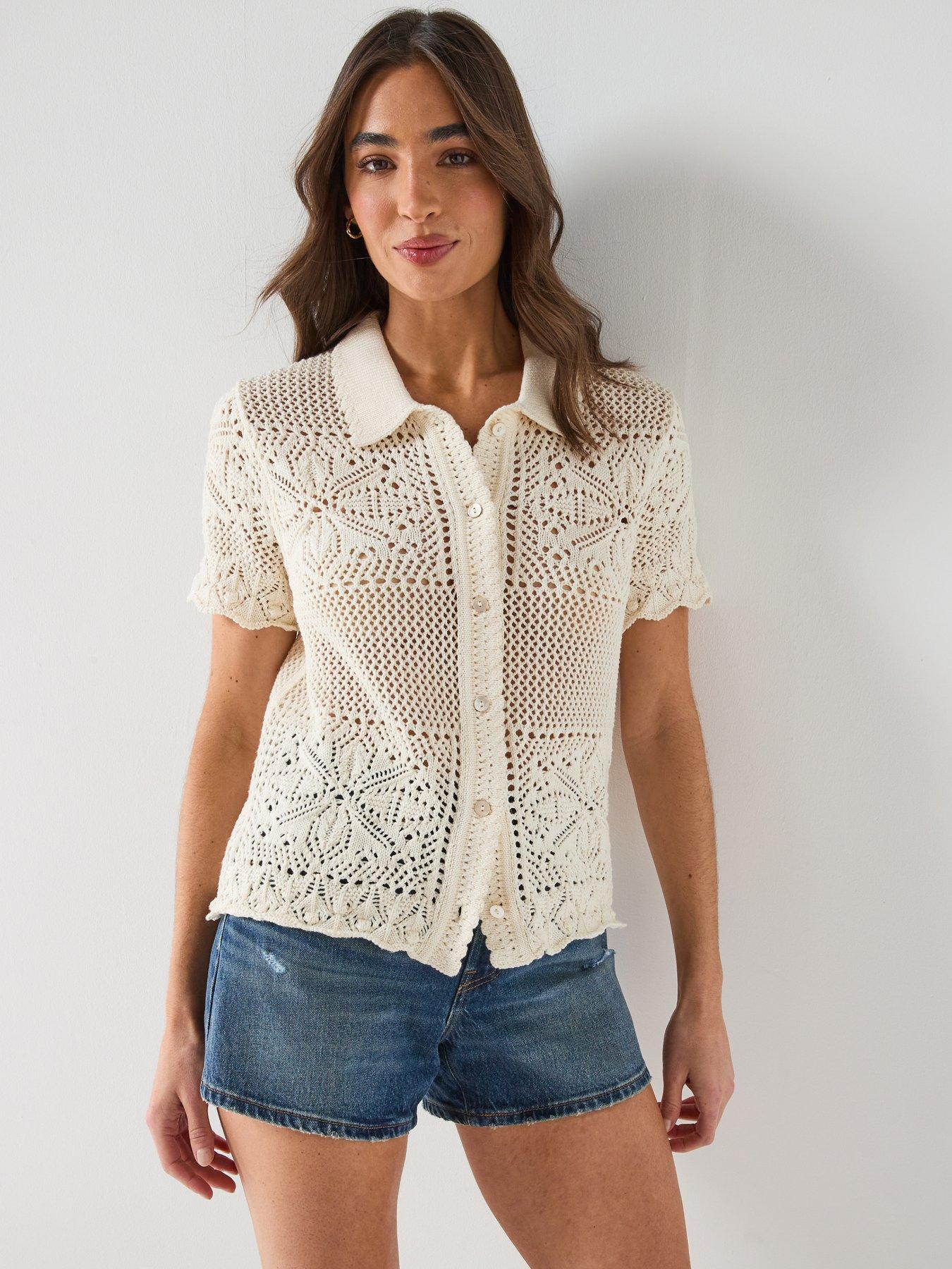 Levi's Susanna Floral Crochet Shirt, Beige, Size Xs, Women