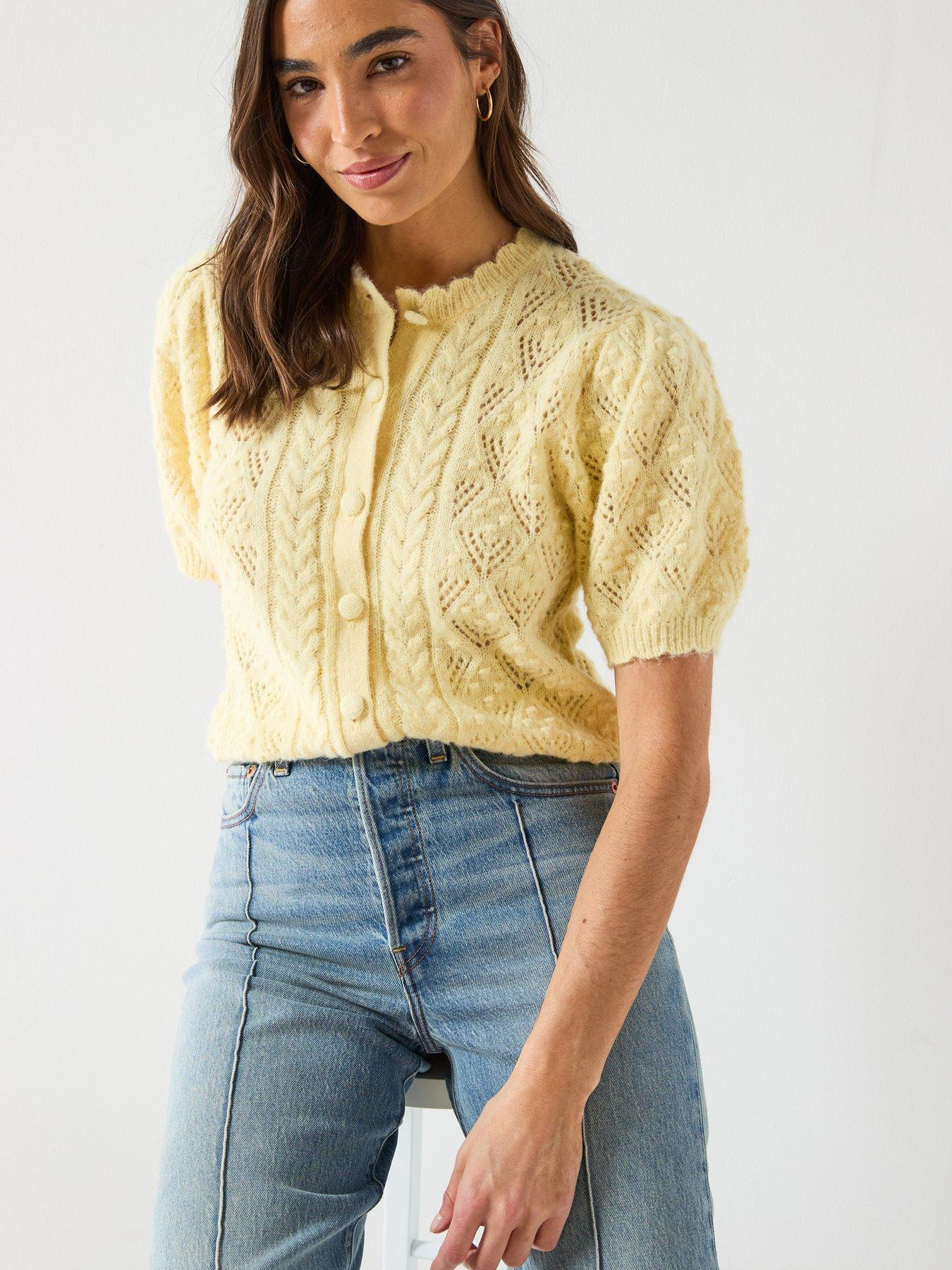 Levi's Pauline Pointelle Short Sleeve Cardigan - Yellow