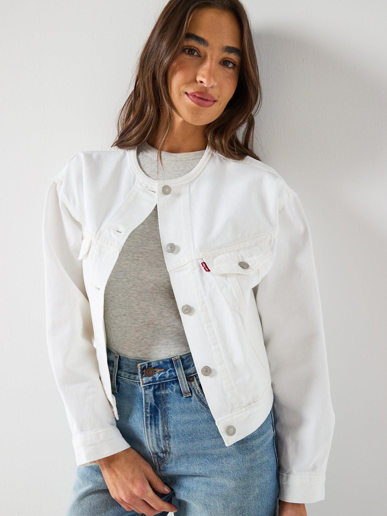 Levi's Collarless Shrunken 90s Trucker - White