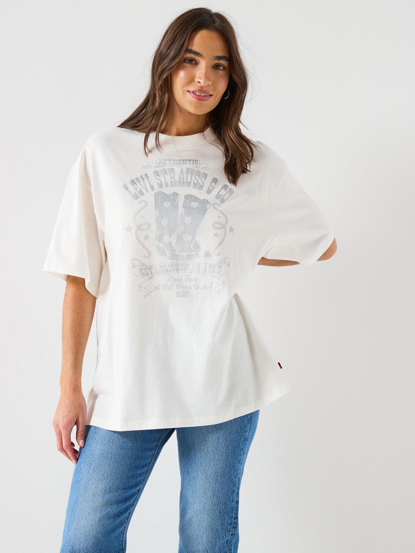 Levi's Graphic Short Stack Tee, White, Size M, Women