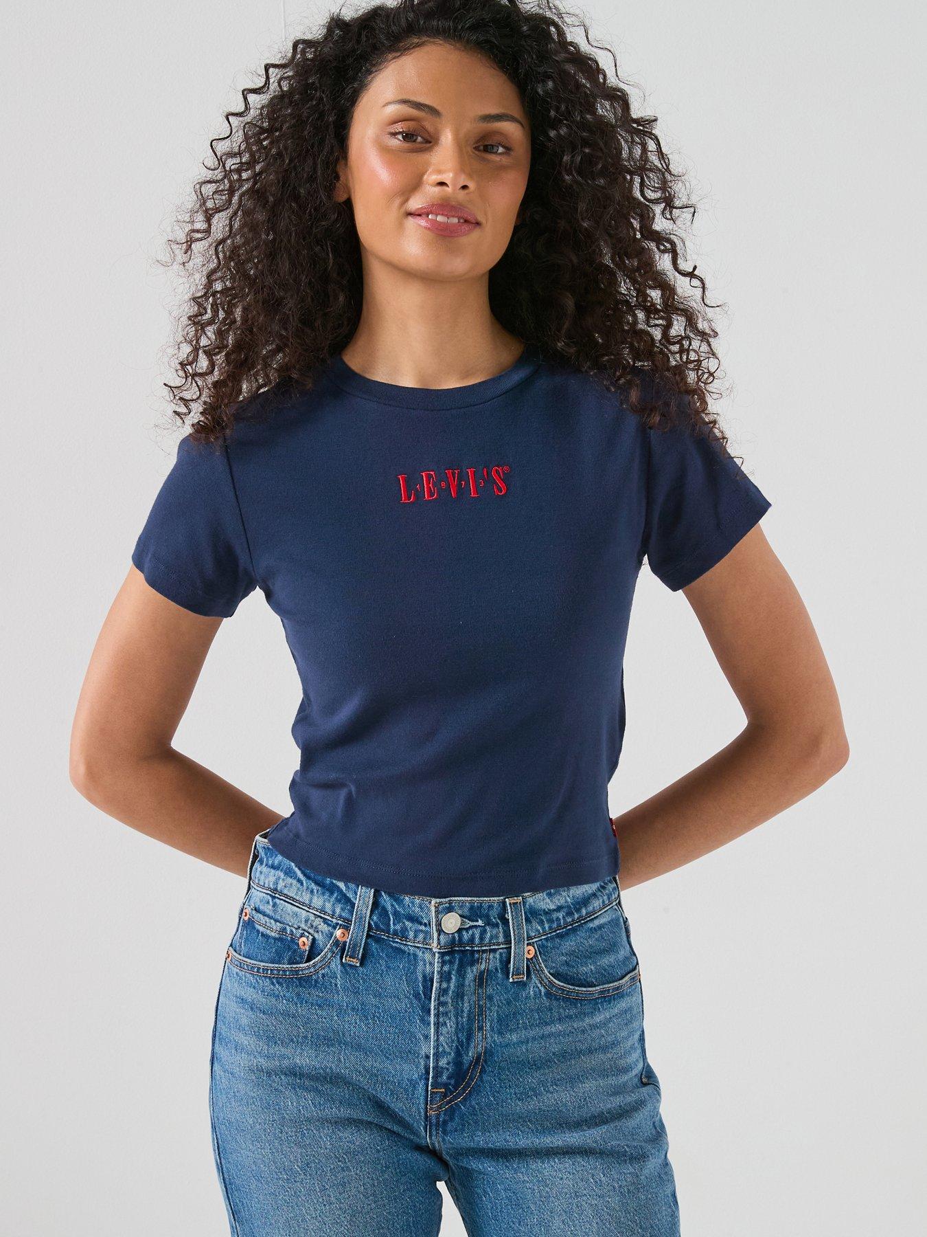 Levi's Essential Sporty Embroidered Logo T-Shirt, Blue, Size Xs, Women