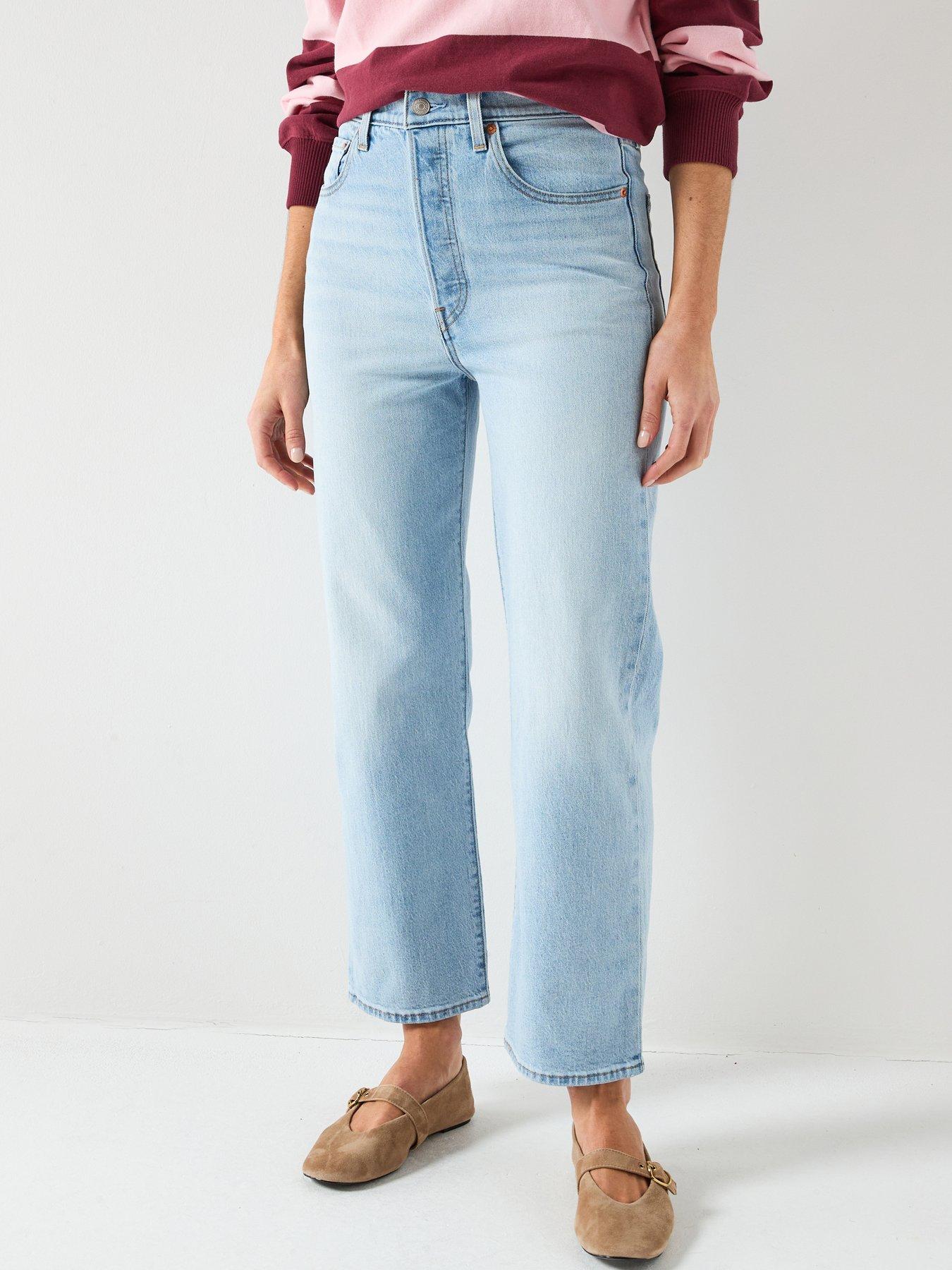 Levi's Ribcage Straight Ankle Jeans, Blue, Size 30, Inside Leg 29, Women