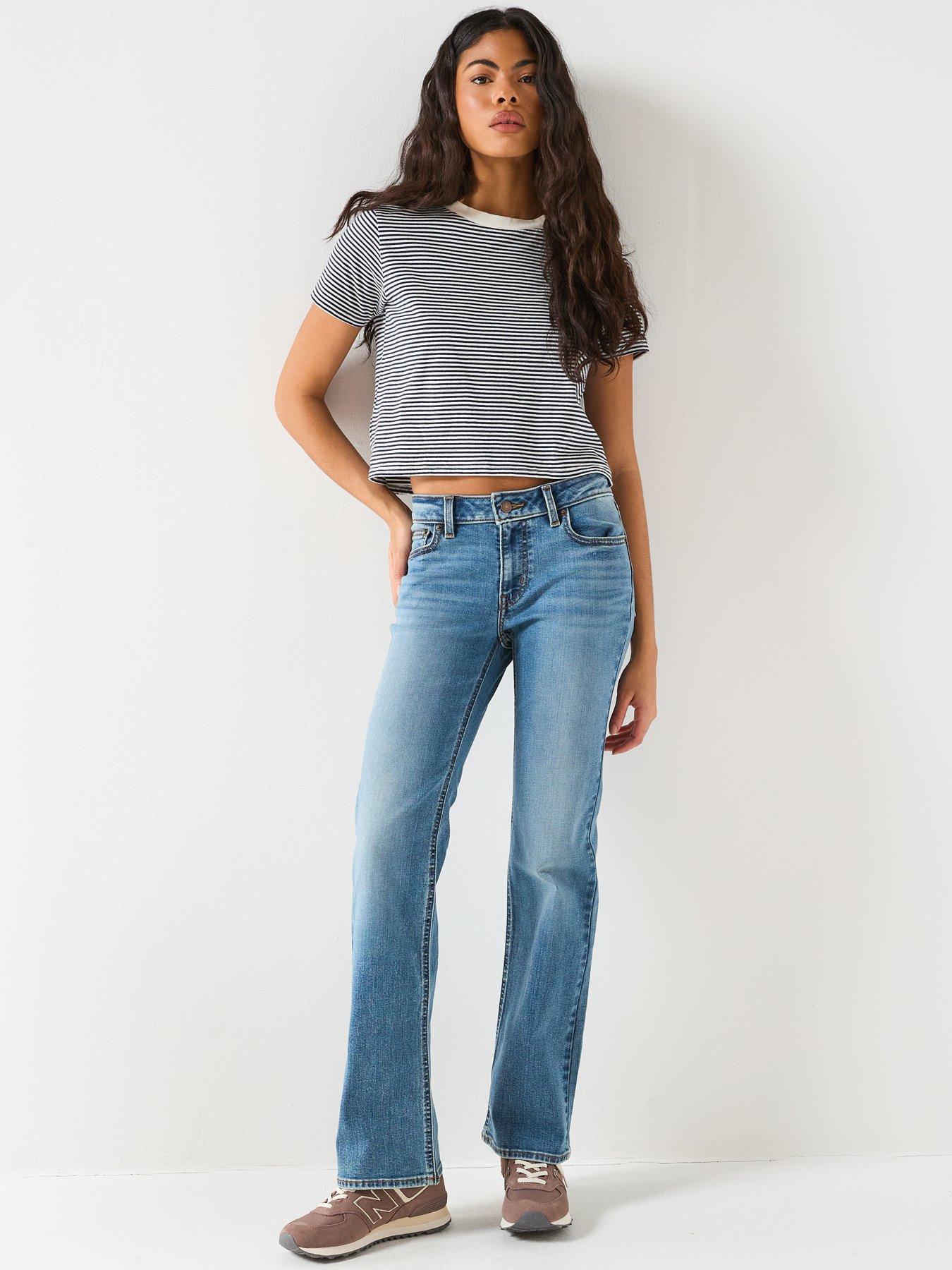 Image 3 of 6 of Levi's Levi&rsquo;s SuperLow Y2K Low Rise Bootcut Stretch Jeans &ndash; Medium Indigo Stonewash