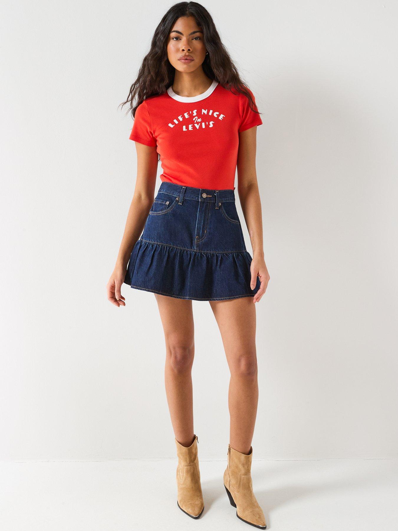 Image 3 of 6 of Levi's Flounce Mini Skirt - Blue