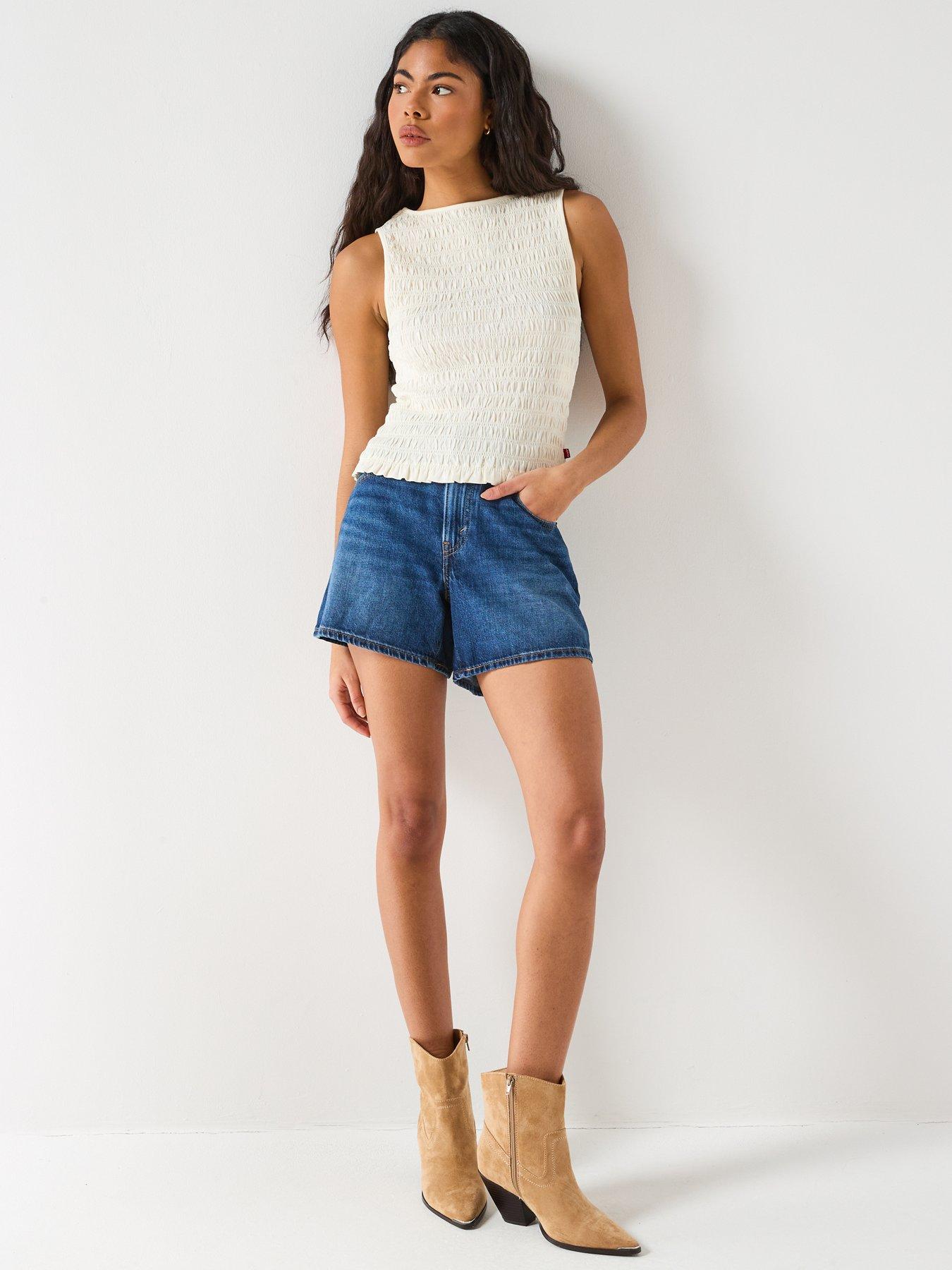 Image 3 of 6 of Levi's Cinch Mid-Thigh Shorts - Blue