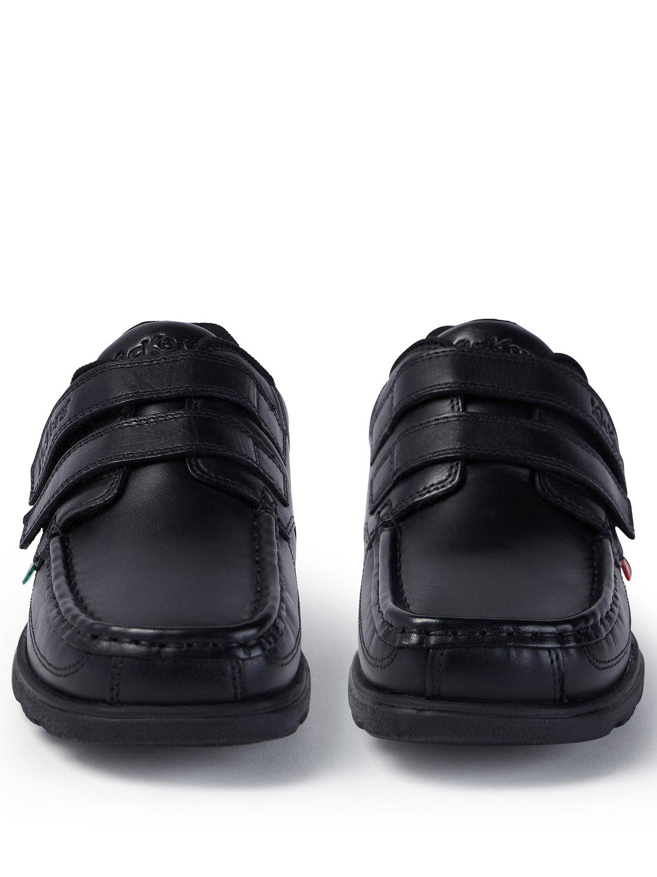 Kickers Youth Fragma Twin Velcro Leather Shoe - Black | Very