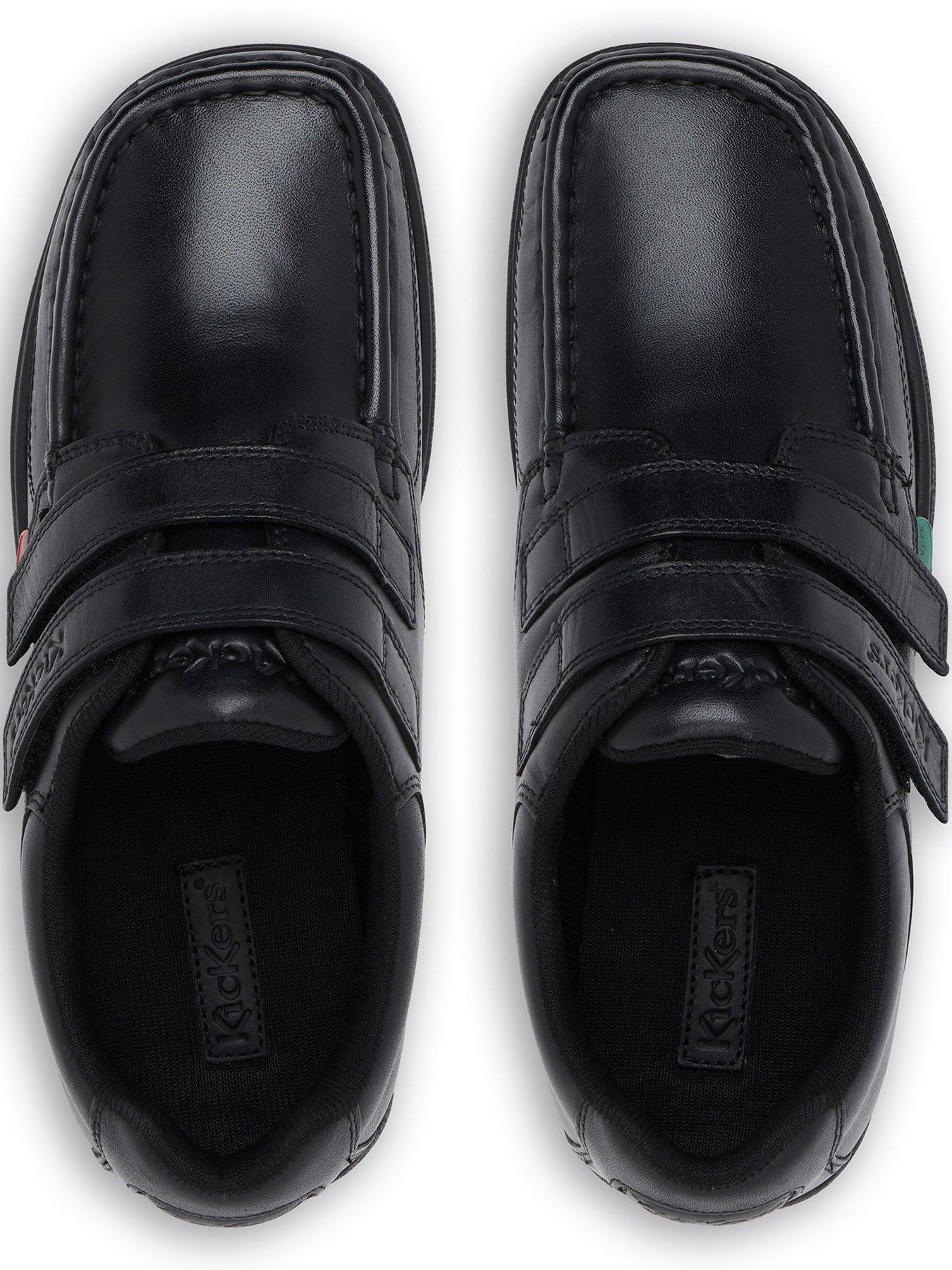 Kickers Youth Fragma Twin Velcro Leather Shoe - Black | Very
