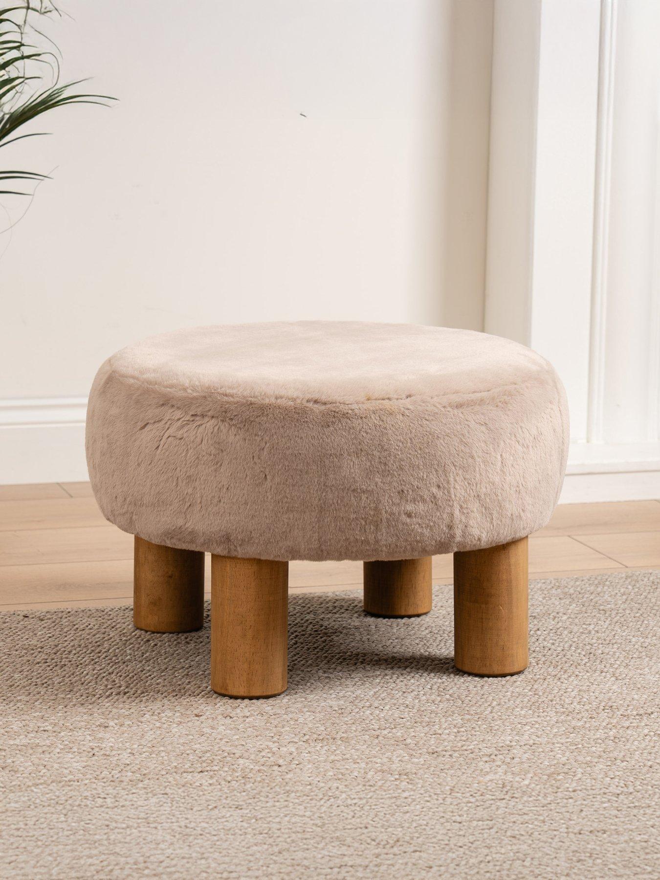 Scottish Everlastings Soft Faux Fur Foot Stool - Green