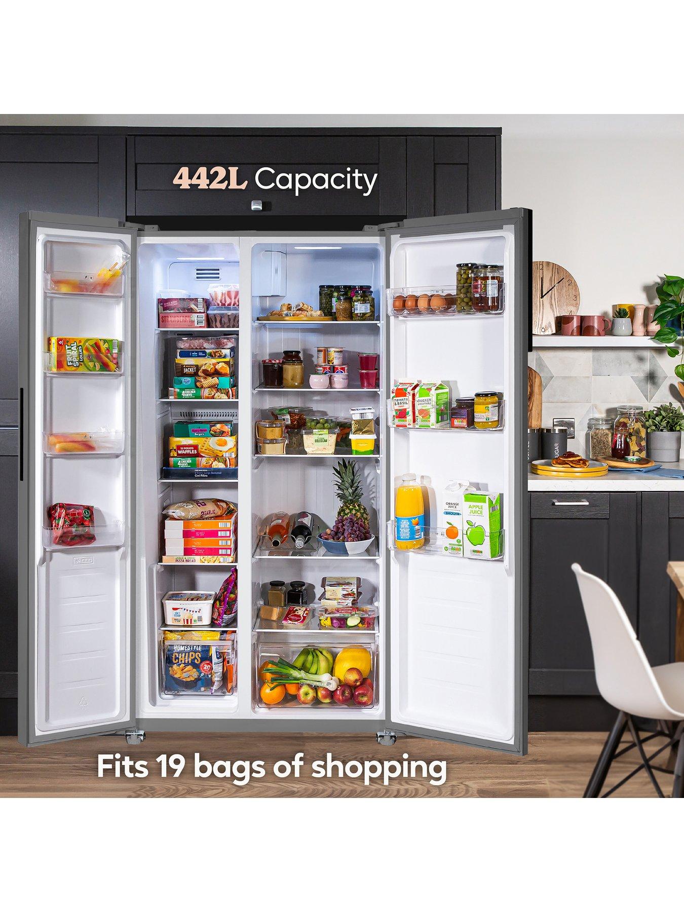 Image 3 of 7 of Russell Hobbs RH90AFF201SS 177cm high 90cm wide freestanding Slimline American Fridge Freezer in Stainless Steel