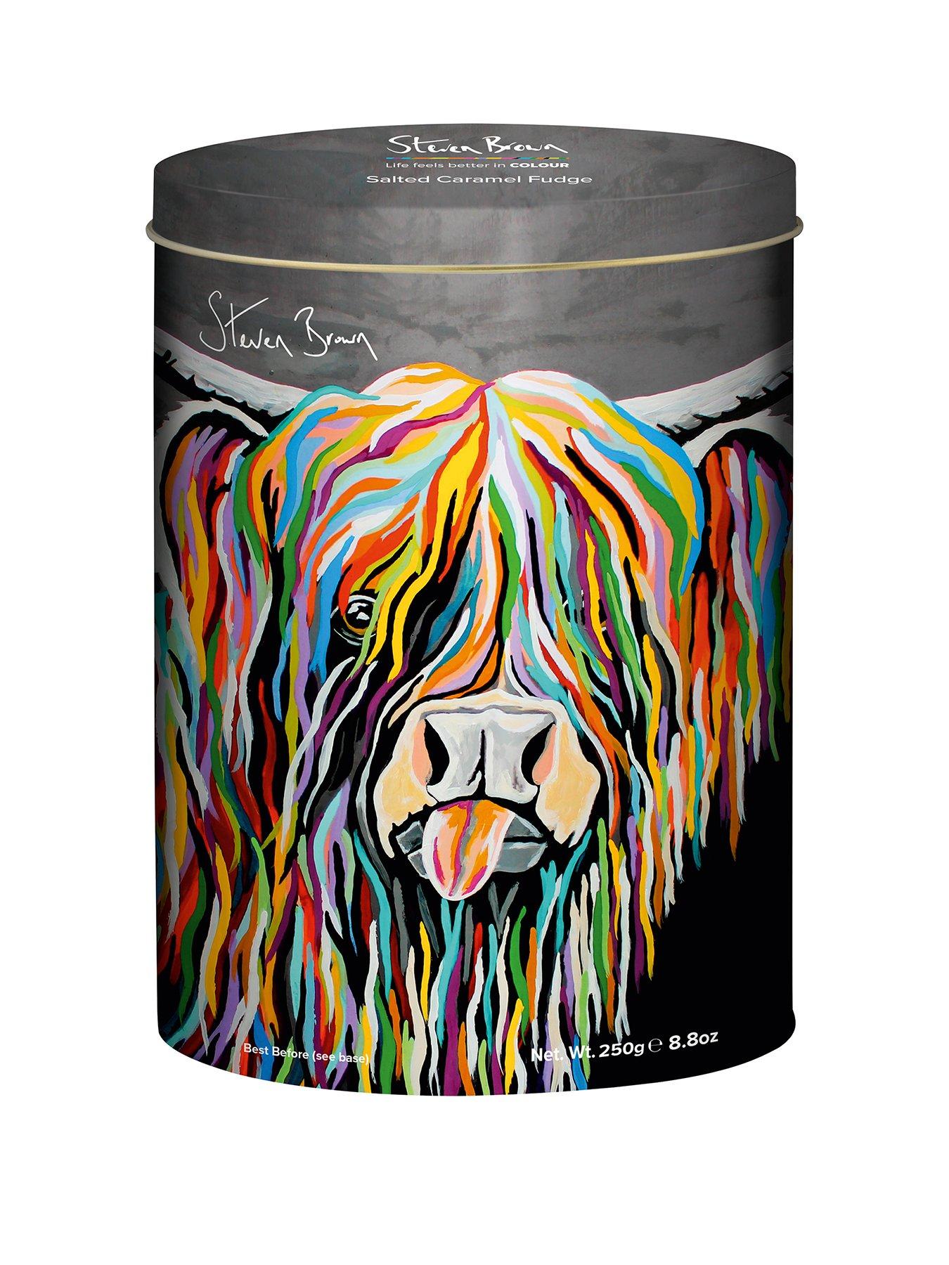 Cocoa Brown Steven Brown Senga McCoo oval tin of salted caramel fudge 250g