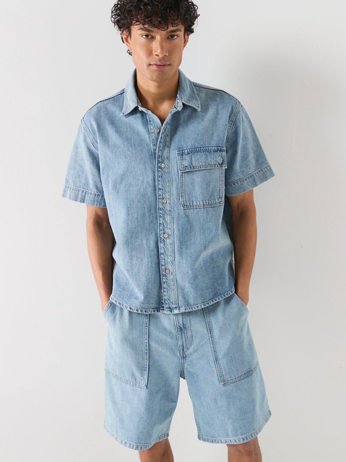 Calvin Klein Jeans Linen Denim Utility Short Sleeve Shirt - Shallow Tide