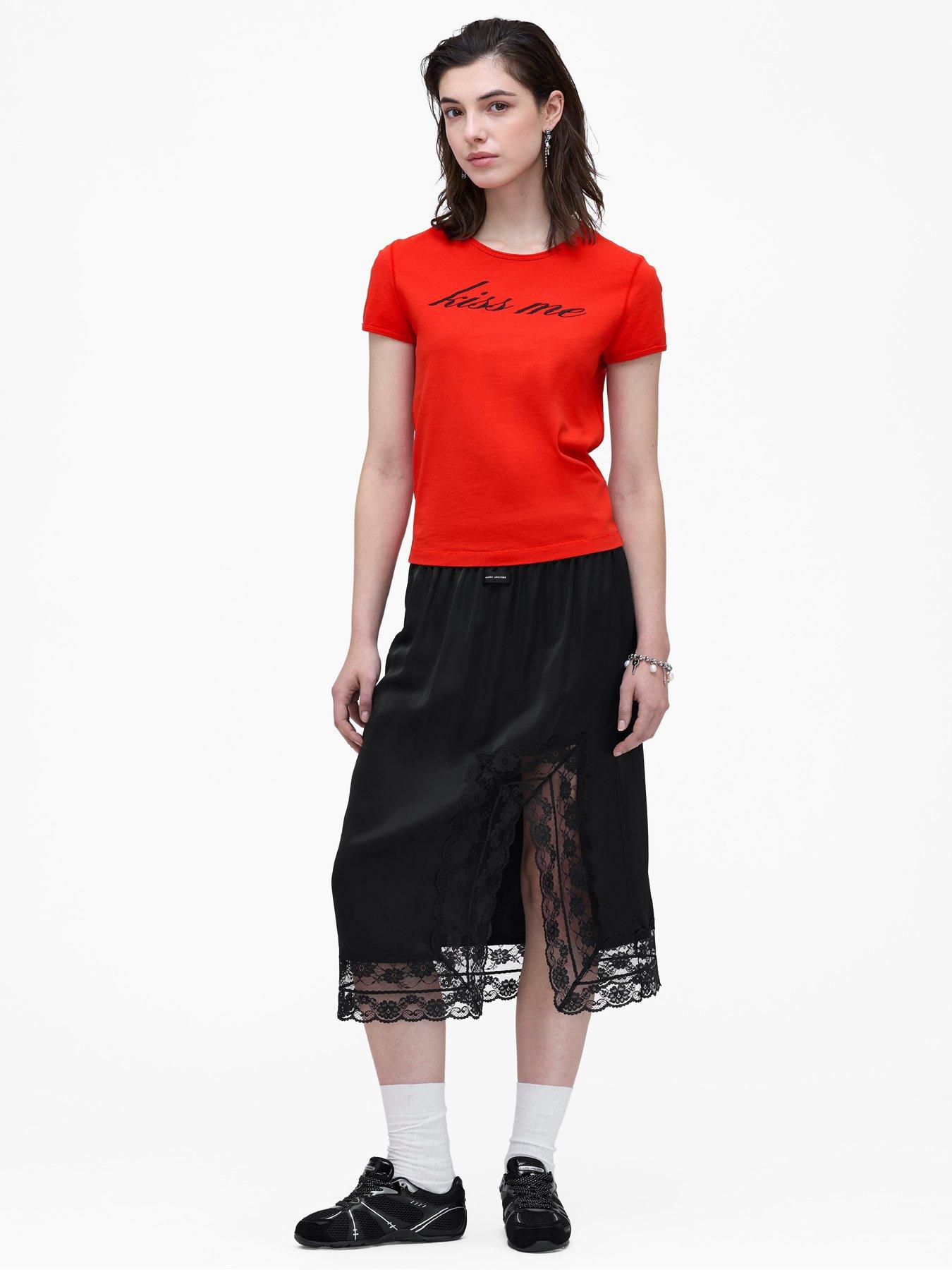 Image 1 of 5 of MARC JACOBS Satin Slip Skirt - Black