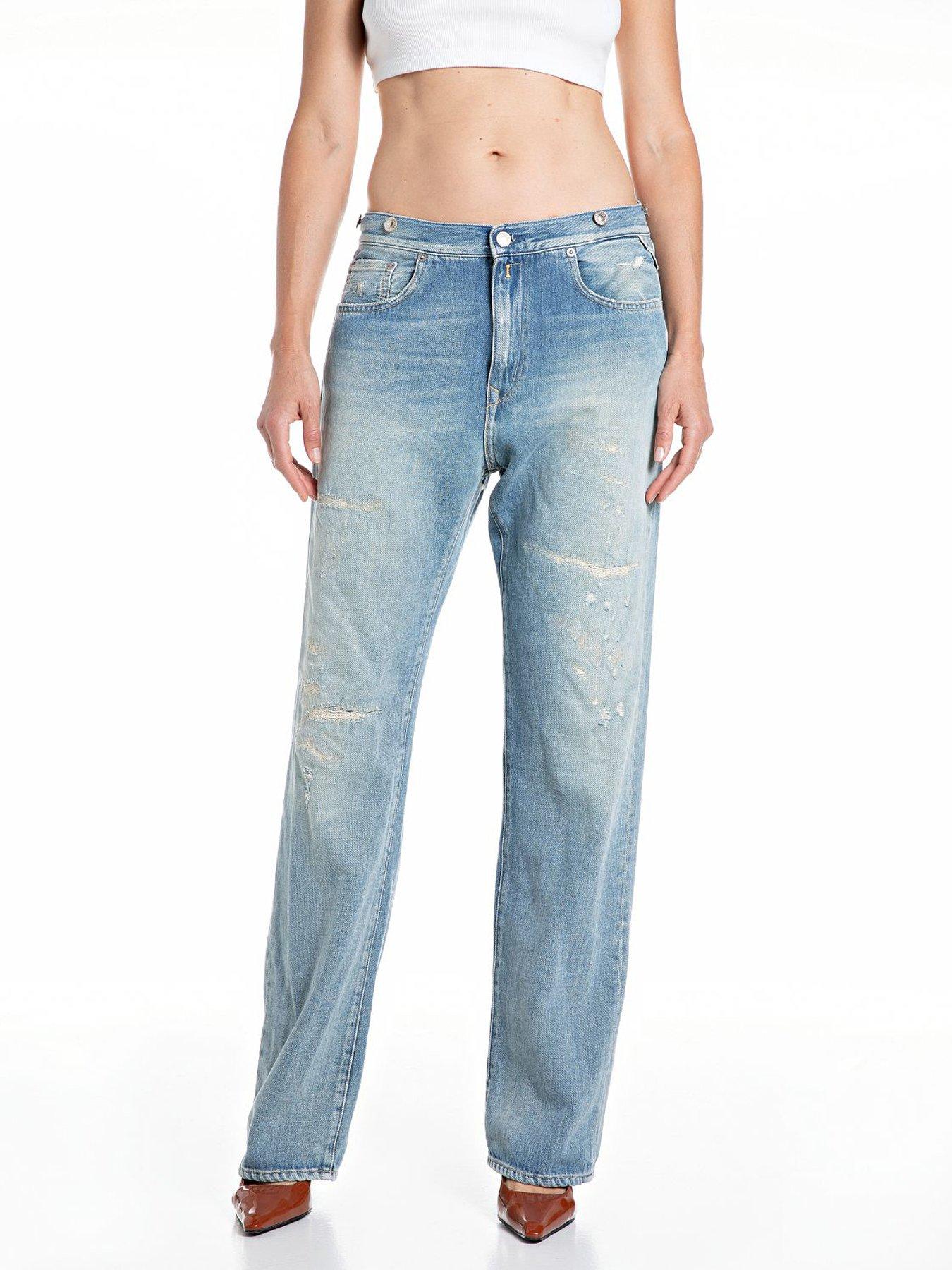 Replay Relaxed Straight Jean, Blue, Size 32, Women