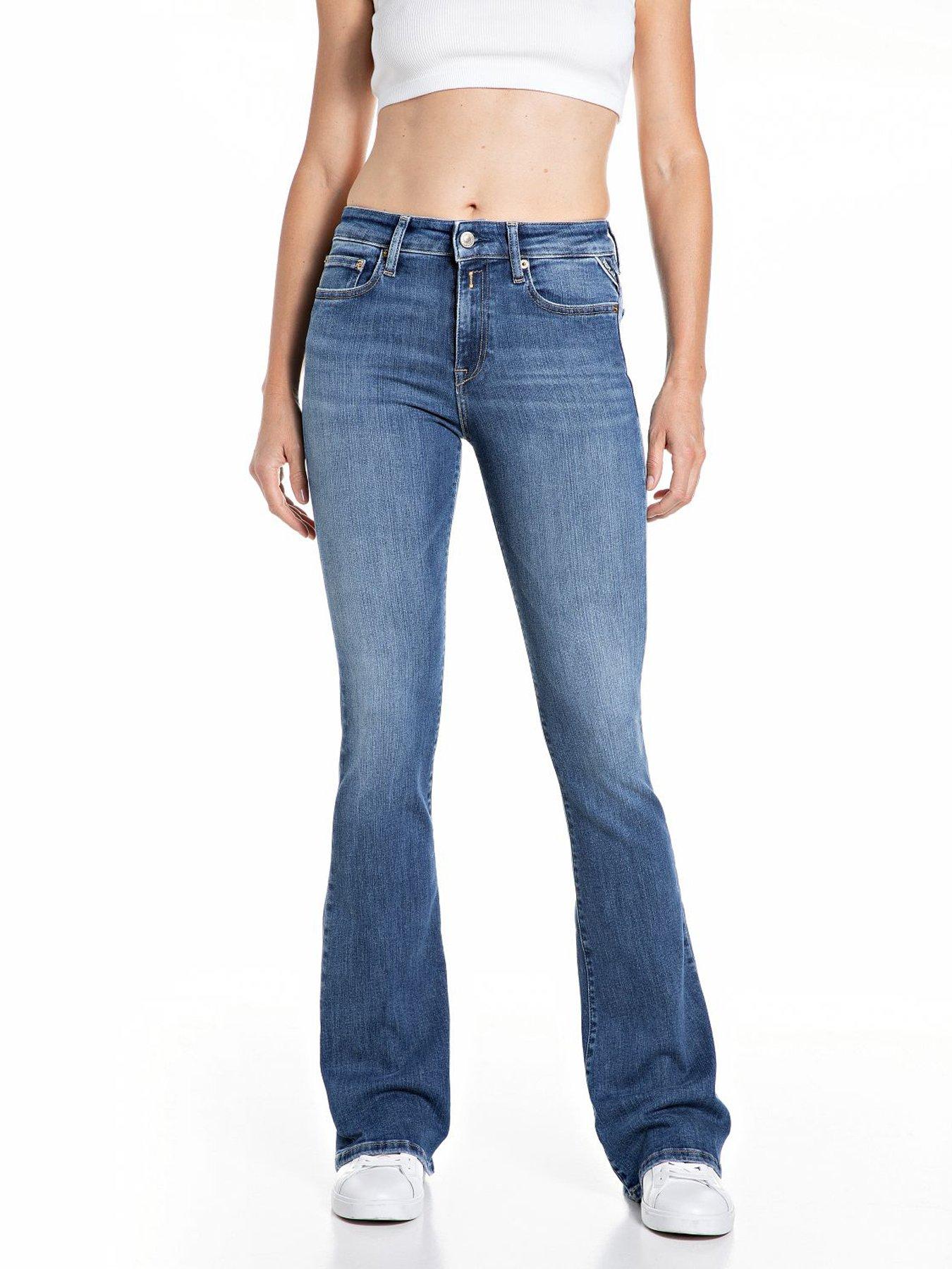 Replay Flare Regular Waist Jean, Blue, Size 30, Women