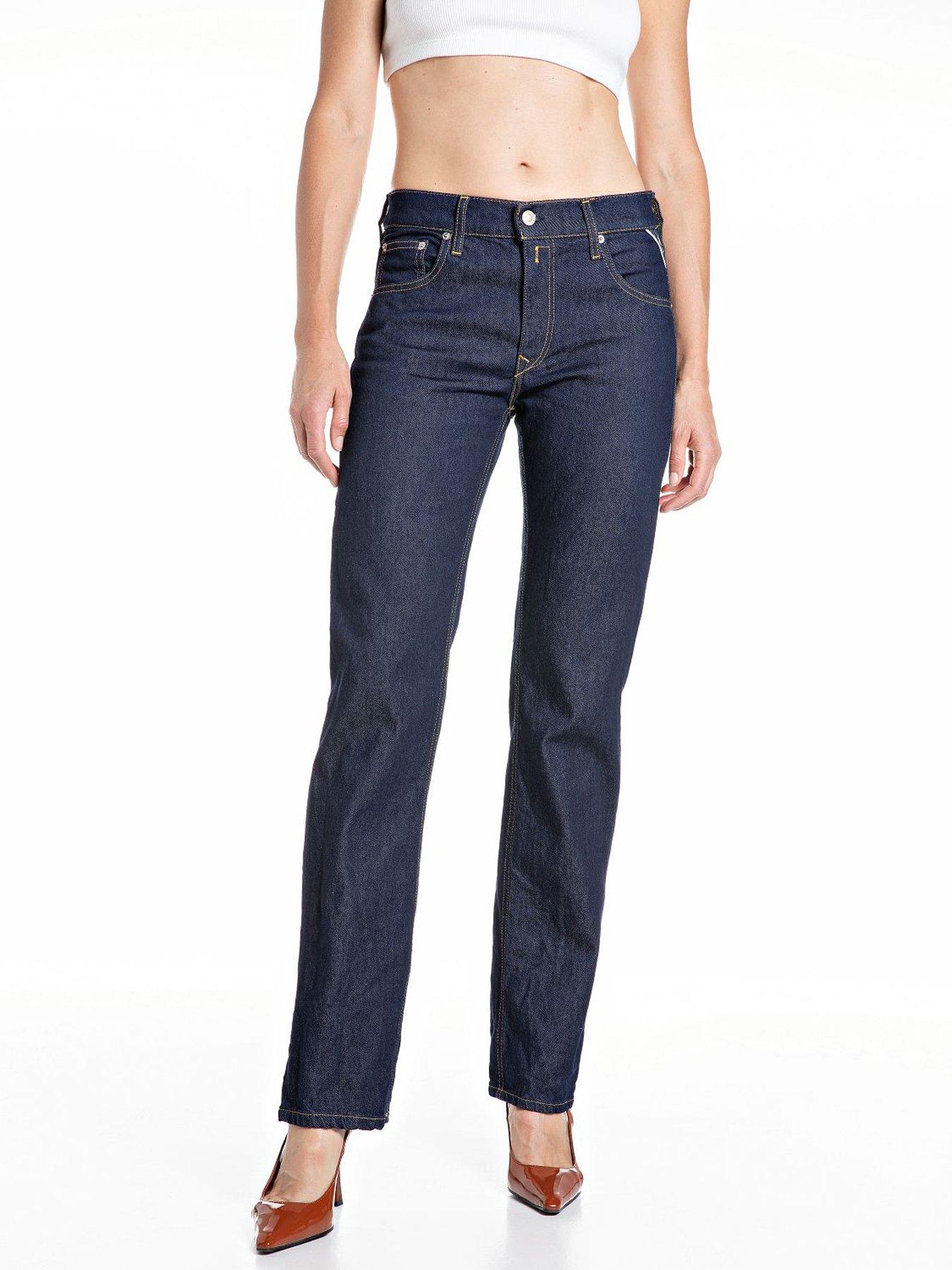 Replay Straight Leg Low Waist Jeans - Blue