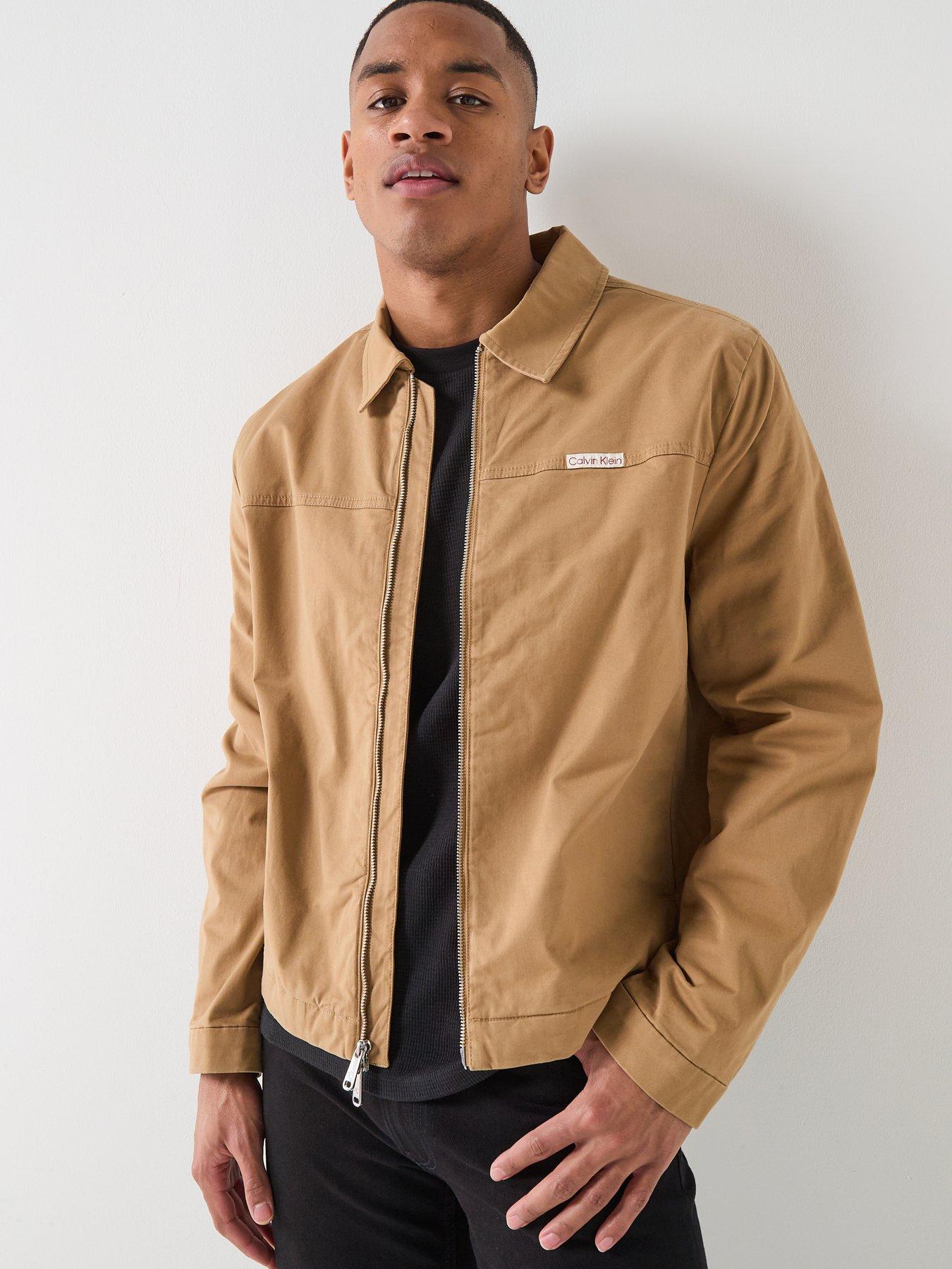 Calvin Klein Jeans Cotton Twill Quilted Workwear Jacket, Beige, Size L, Men