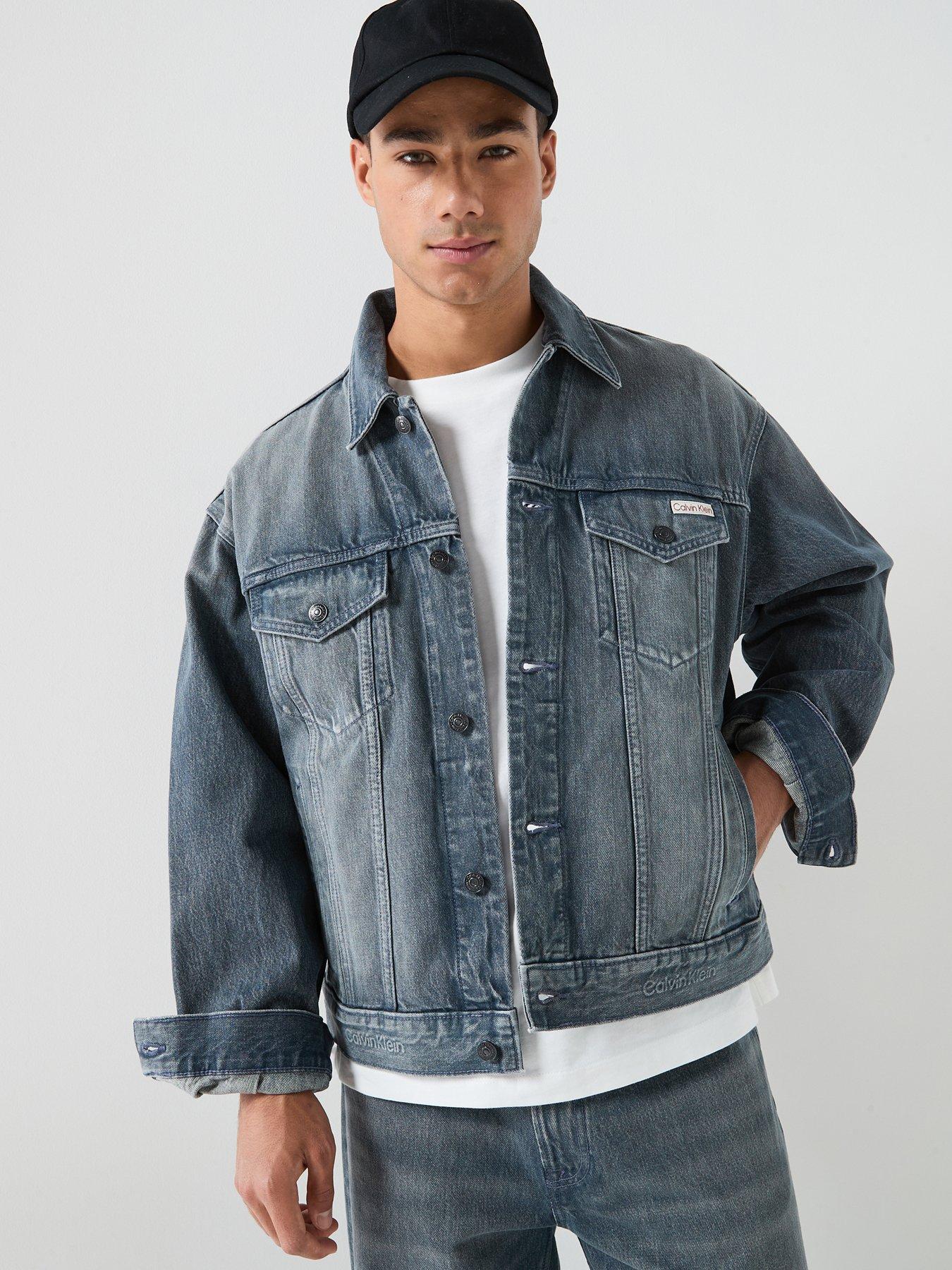 Image 1 of 6 of Calvin Klein Jeans 90S Ash Stone Trucker Jacket - Ash Stone - Blue