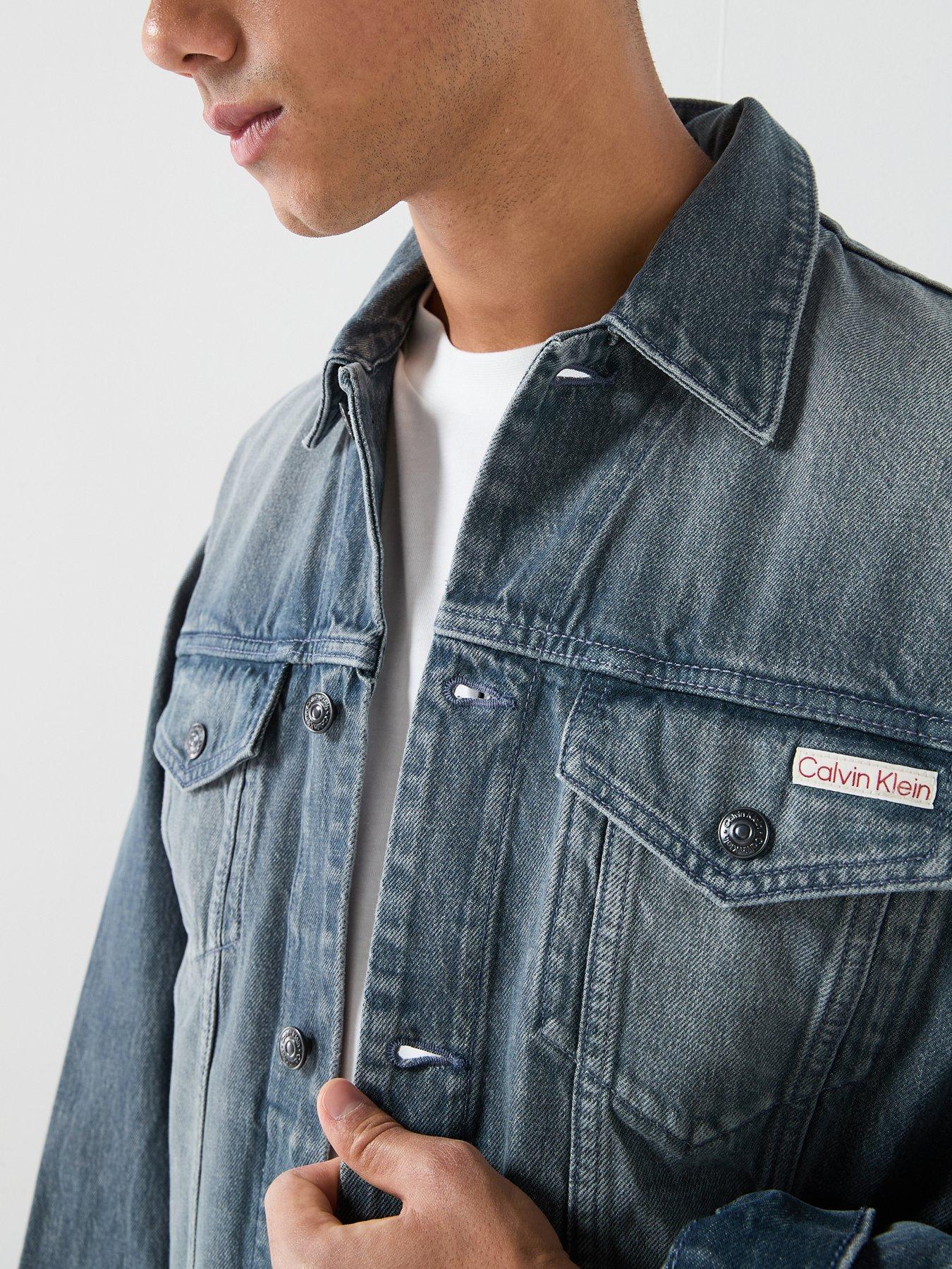 Image 4 of 6 of Calvin Klein Jeans 90S Ash Stone Trucker Jacket - Ash Stone - Blue