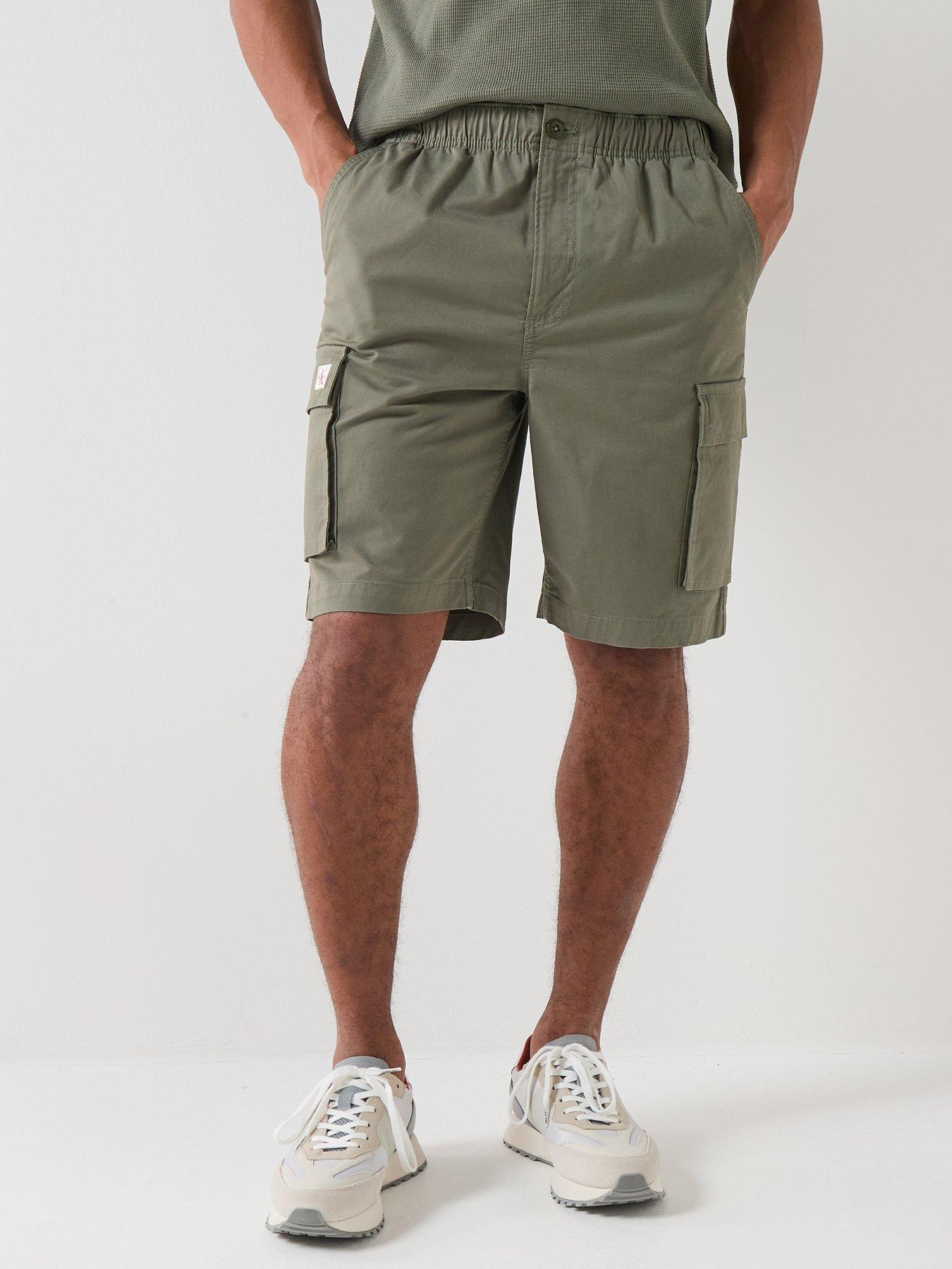 Image 1 of 5 of Calvin Klein Jeans Straight Cotton Cargo Shorts - Dusty Olive