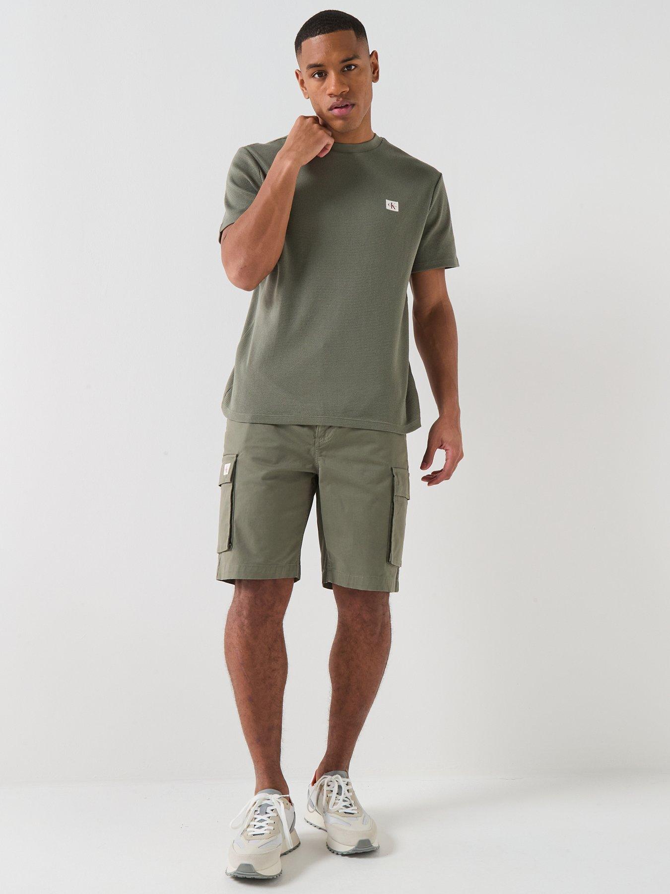 Image 3 of 5 of Calvin Klein Jeans Straight Cotton Cargo Shorts - Dusty Olive