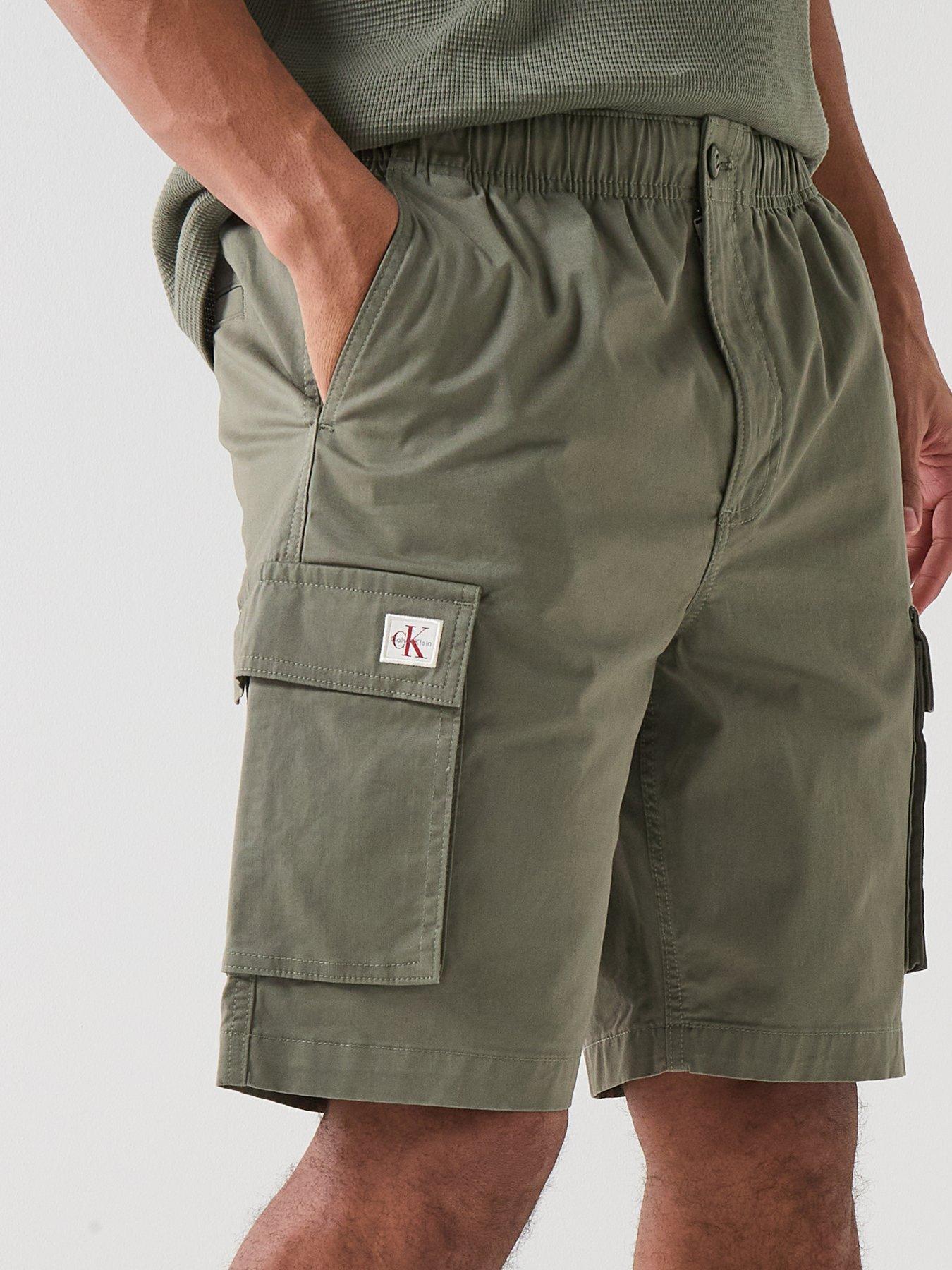 Image 4 of 5 of Calvin Klein Jeans Straight Cotton Cargo Shorts - Dusty Olive