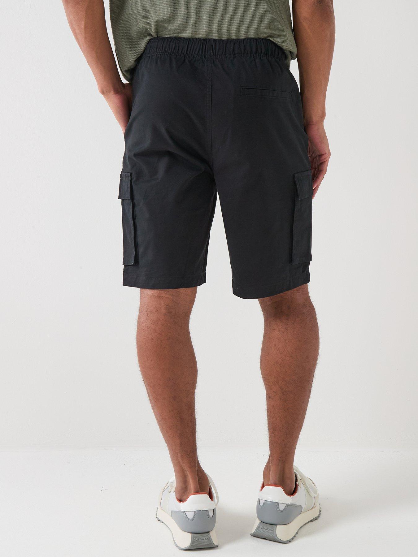Image 2 of 5 of Calvin Klein Jeans Straight Cotton Cargo Shorts - Black
