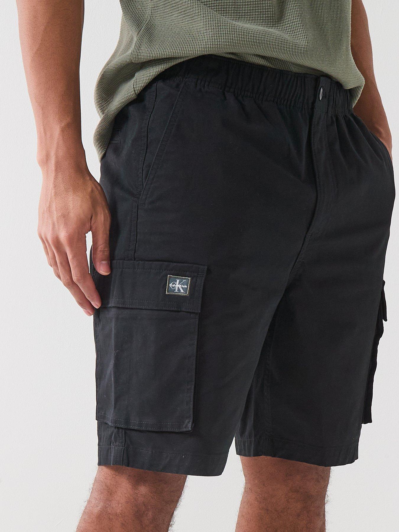 Image 4 of 5 of Calvin Klein Jeans Straight Cotton Cargo Shorts - Black
