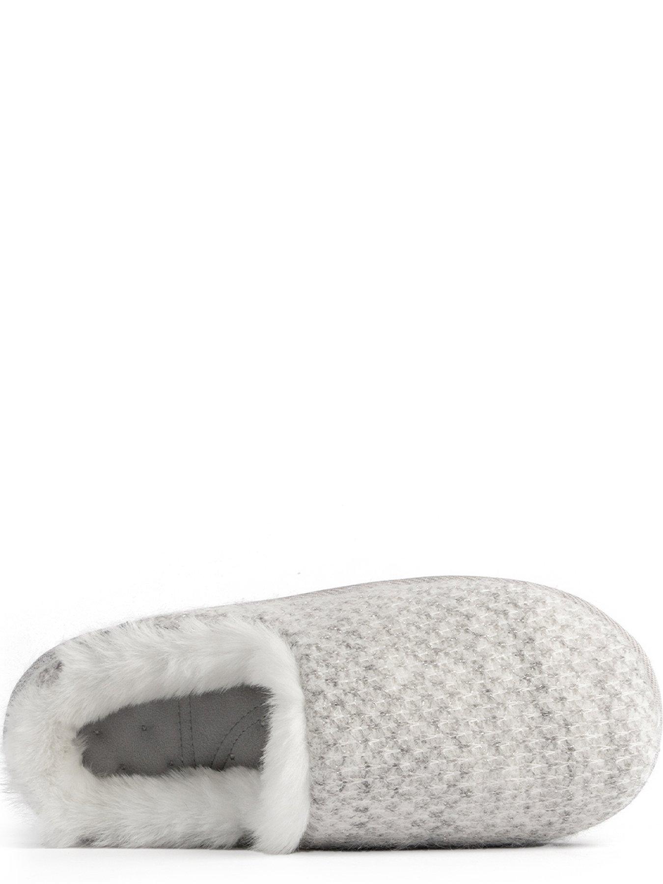 Image 3 of 5 of Totes Isotoner Ladies Sparkle Knit Swept Back Mule Slippers - Light Grey