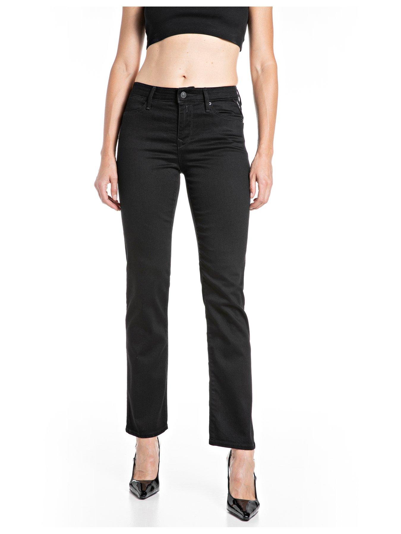 Replay Straight Leg High Waist Jeans - Black