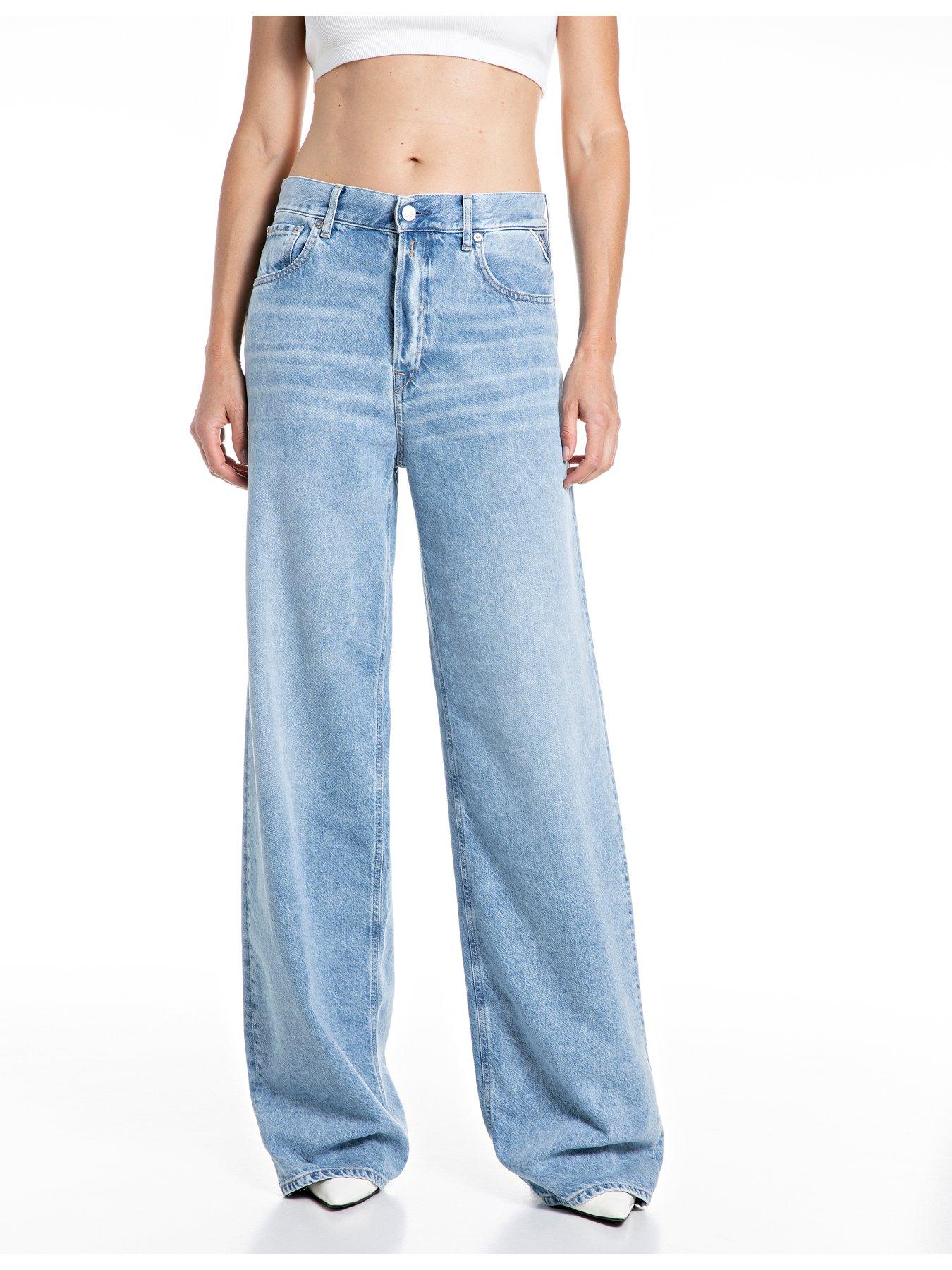 Image 1 of 3 of Replay Wide Leg Jean - Light Blue