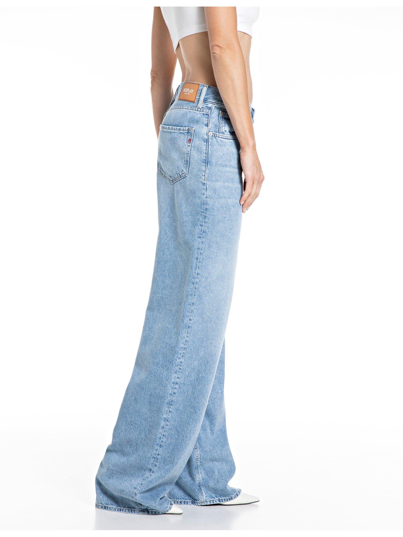 Image 3 of 3 of Replay Wide Leg Jean - Light Blue