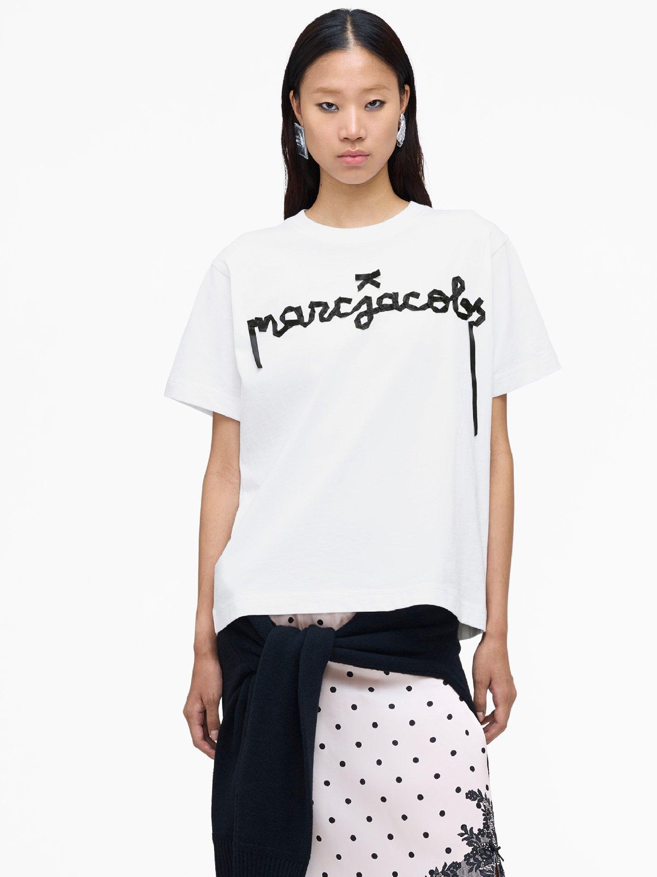 Image 1 of 5 of MARC JACOBS Ribbon Logo Box T-Shirt - White