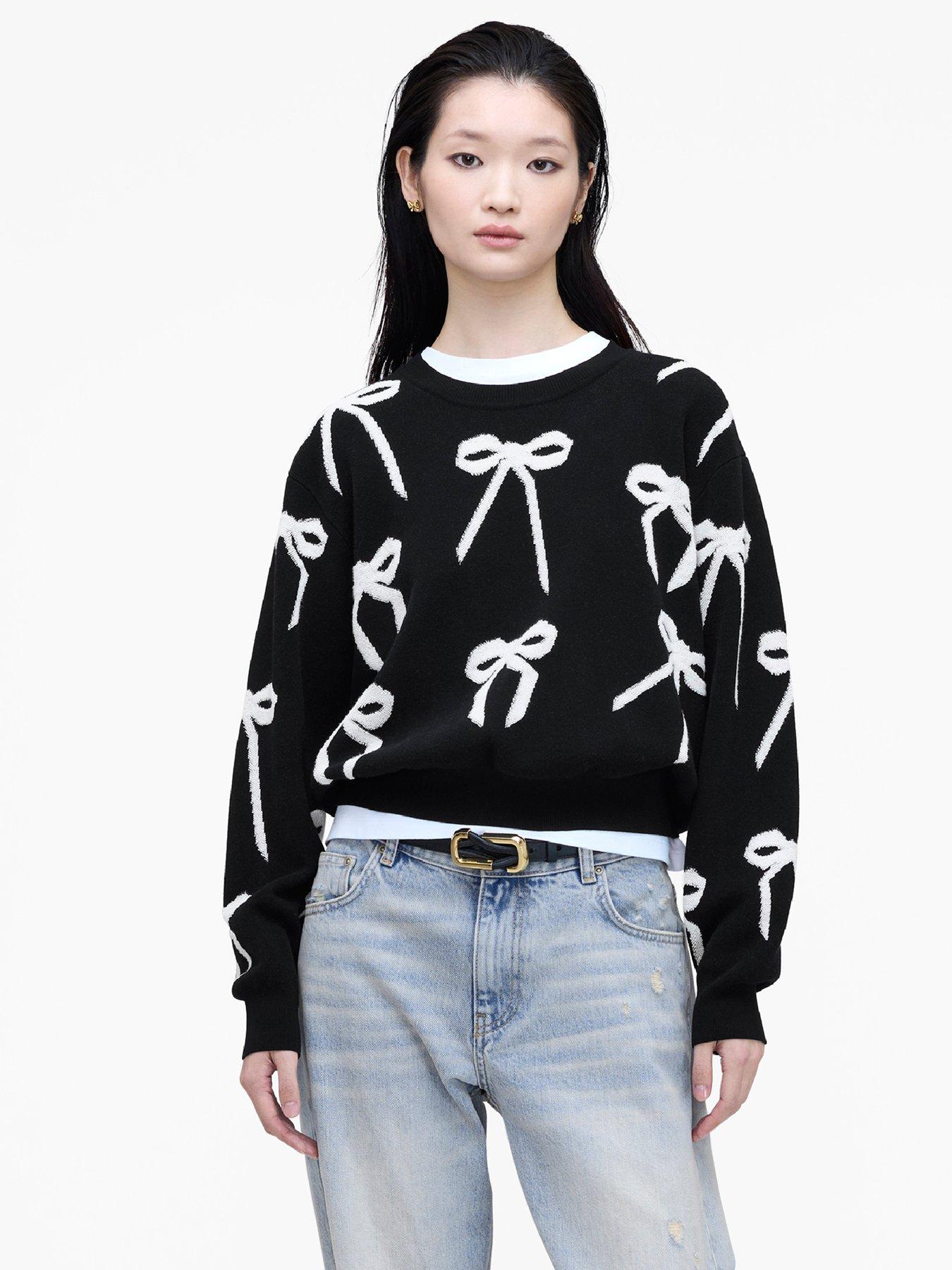 Image 1 of 5 of MARC JACOBS Bow Jacquard Sweater - Black