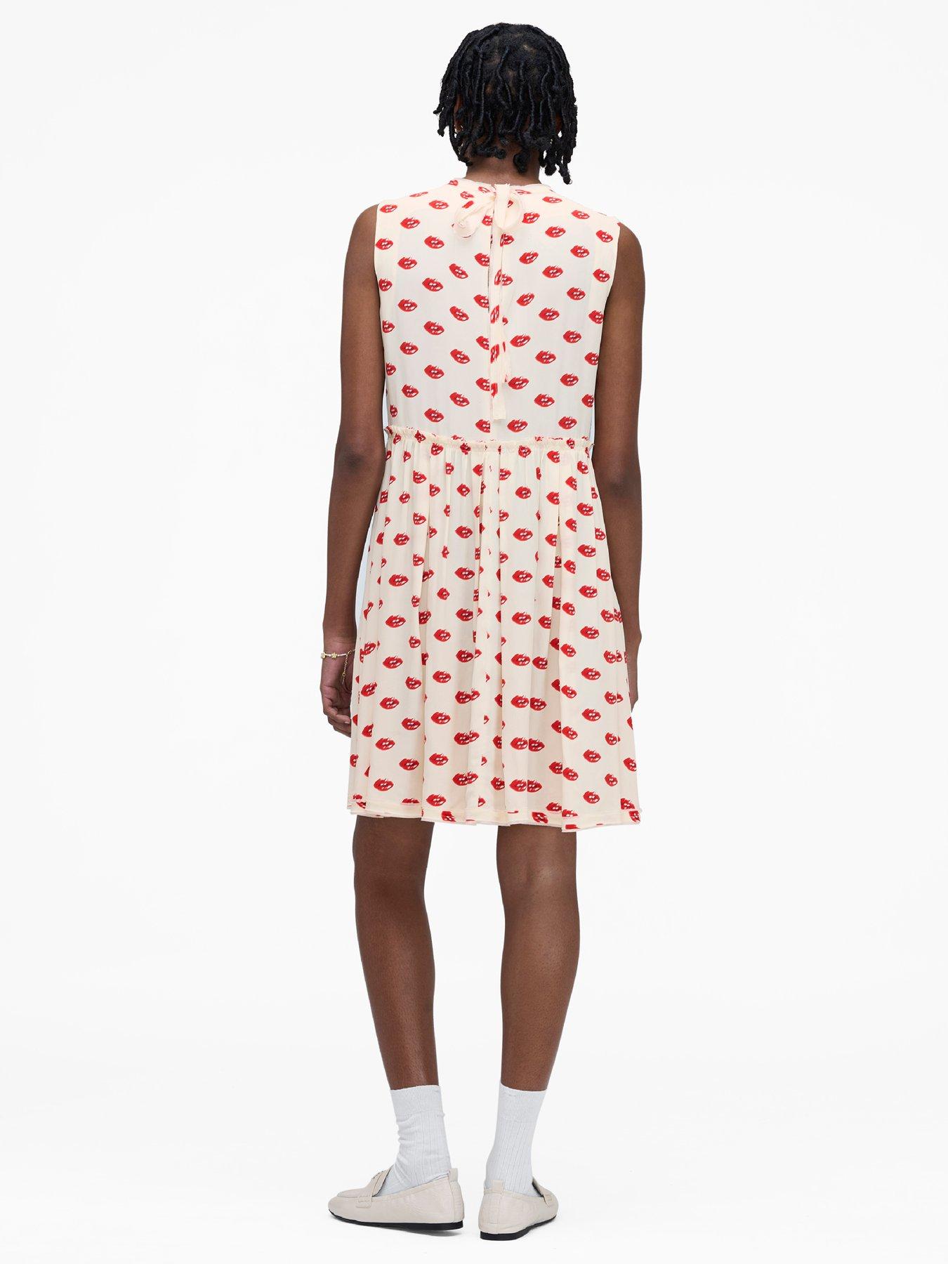Image 2 of 5 of MARC JACOBS Lips Pleated Midi Dress - White