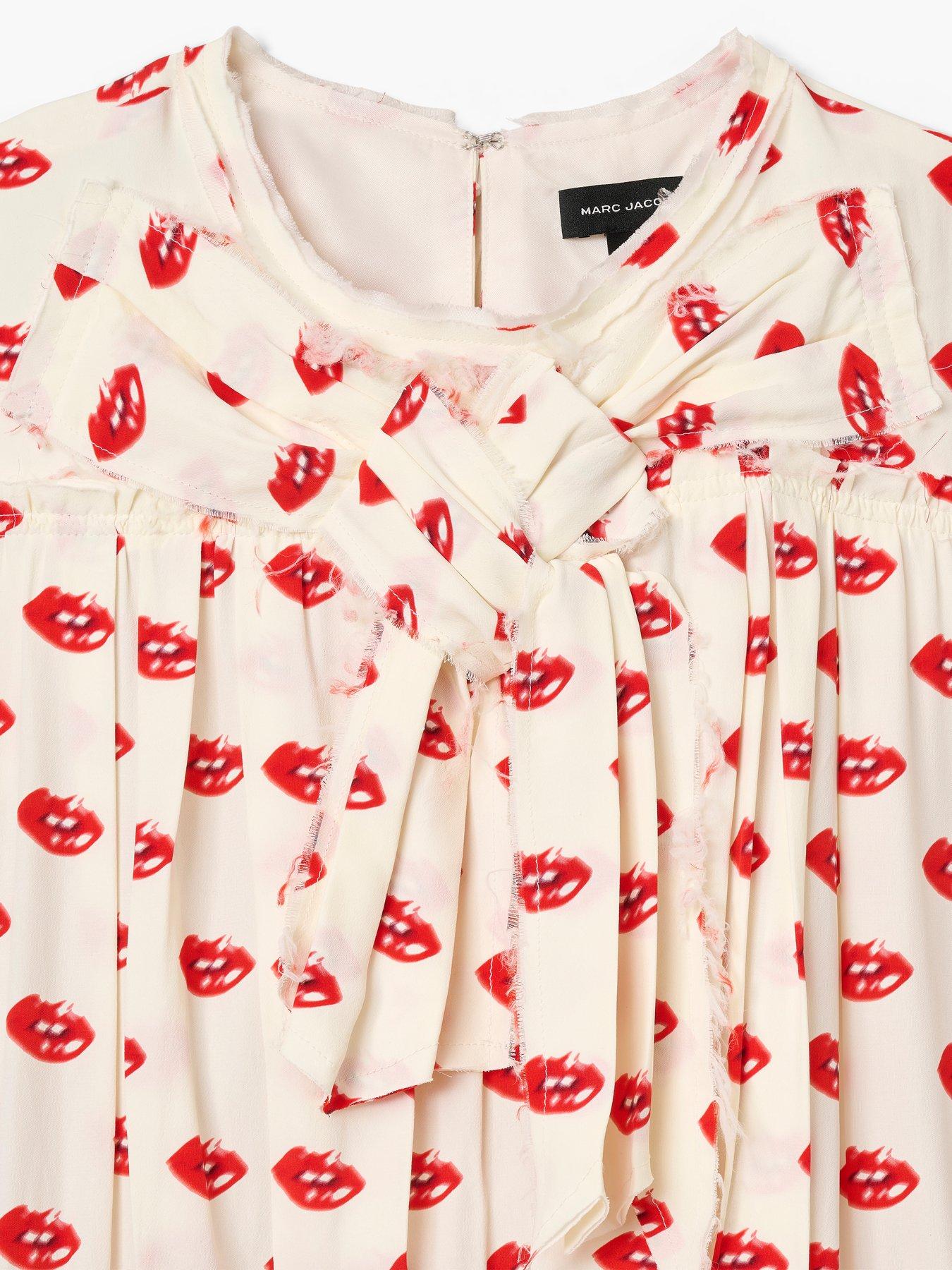 Image 3 of 5 of MARC JACOBS Lips Pleated Midi Dress - White