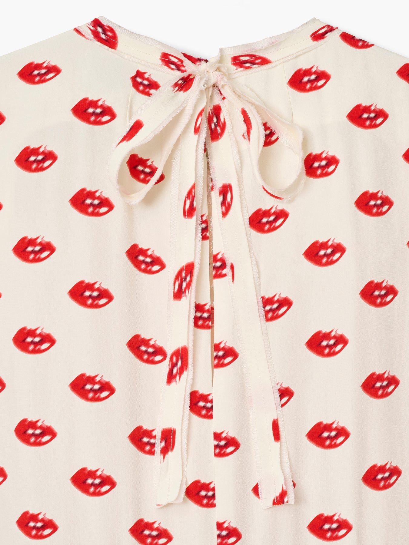 Image 4 of 5 of MARC JACOBS Lips Pleated Midi Dress - White