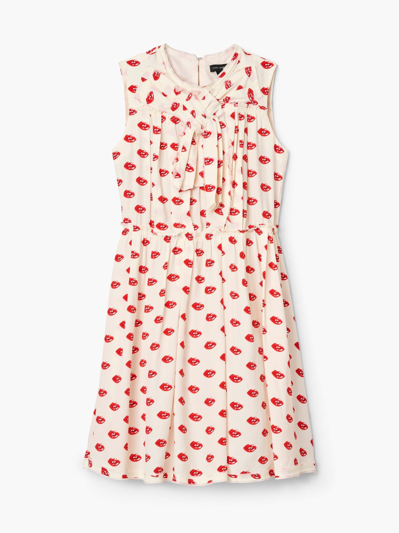 Image 5 of 5 of MARC JACOBS Lips Pleated Midi Dress - White