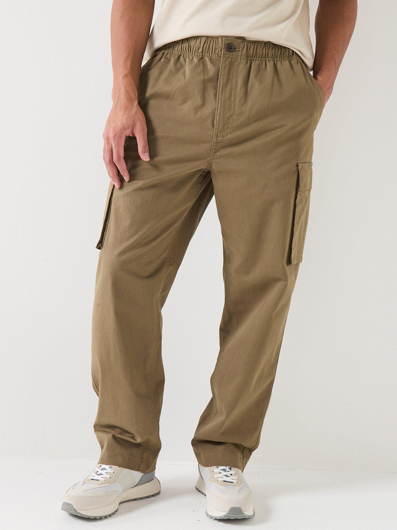 Image 1 of 5 of Calvin Klein Jeans Relaxed Straight Cotton Cargo Trousers - Capers