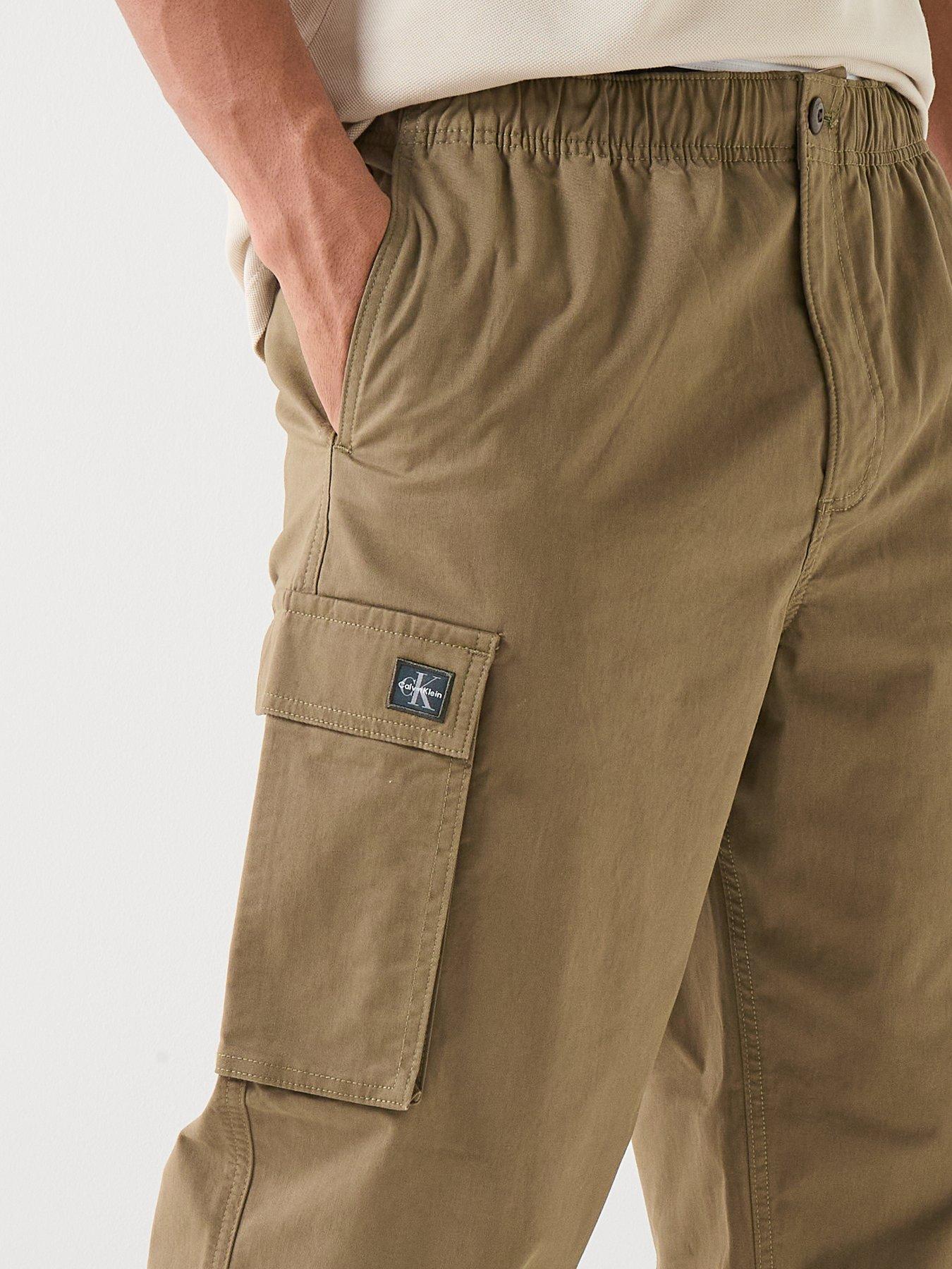 Image 4 of 5 of Calvin Klein Jeans Relaxed Straight Cotton Cargo Trousers - Capers
