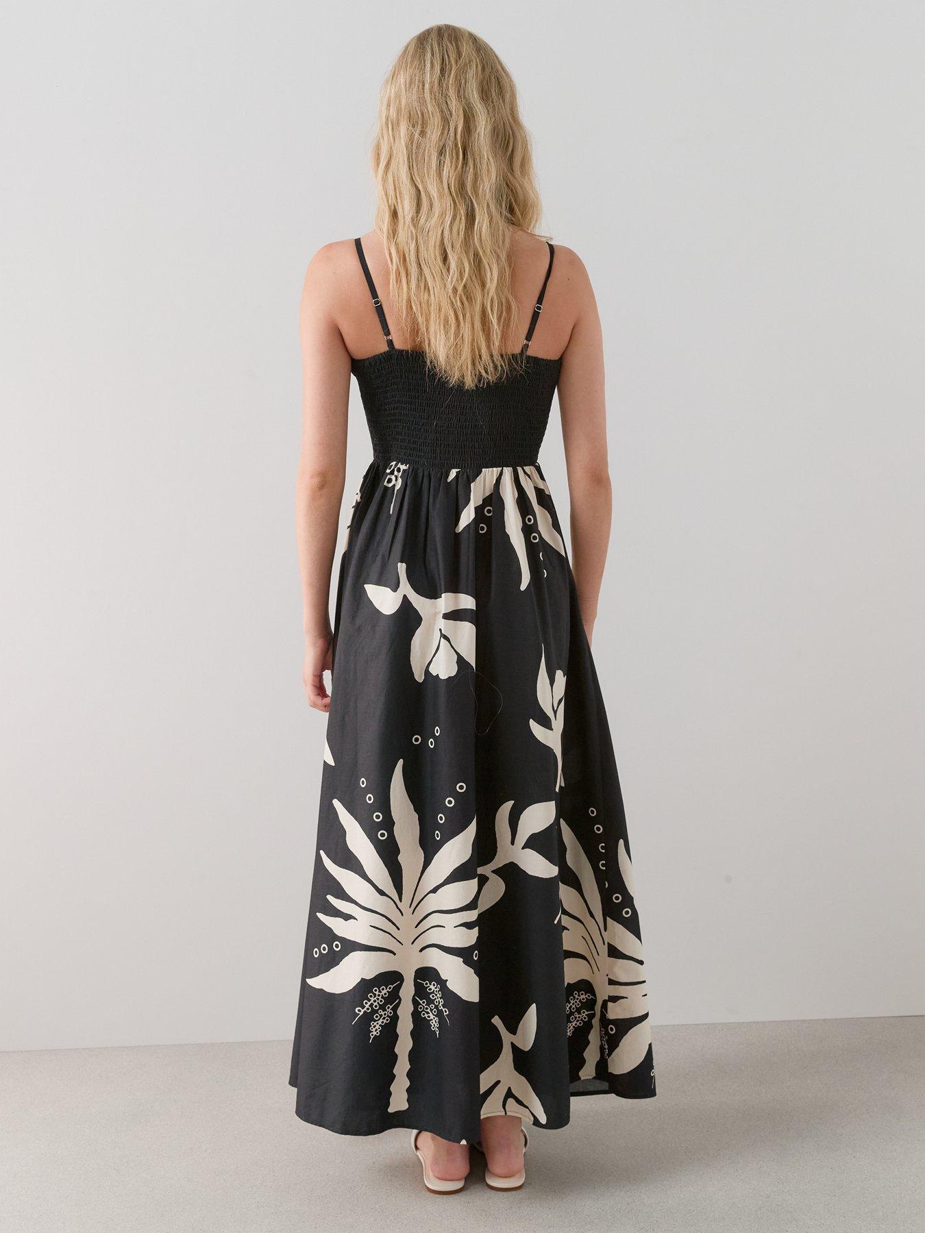 Image 2 of 7 of The Very Collection Shirred Bodice Strappy Midaxi Dress - Black