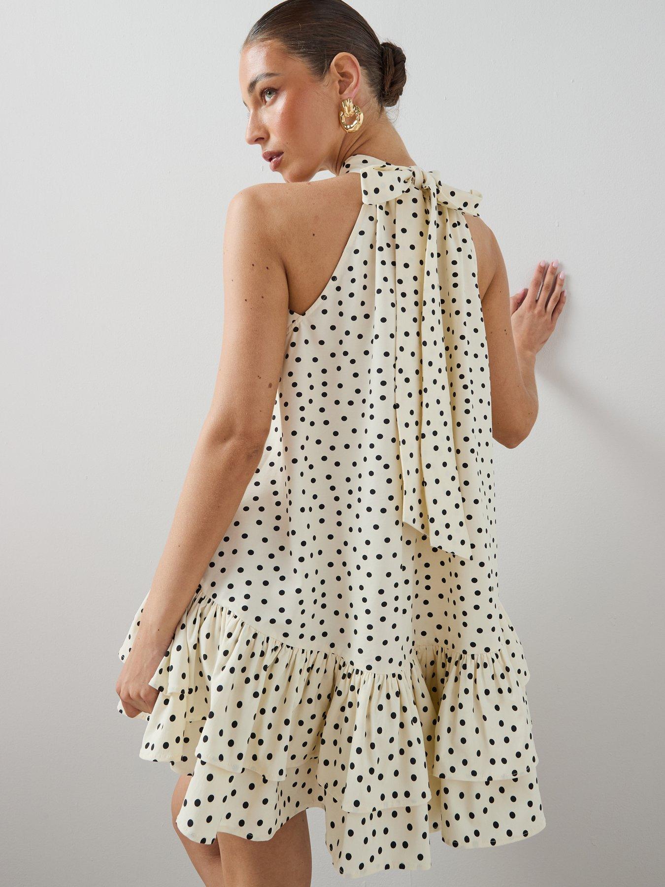 The Very Collection Tie Neck Double Frill Mini Dress - Print
