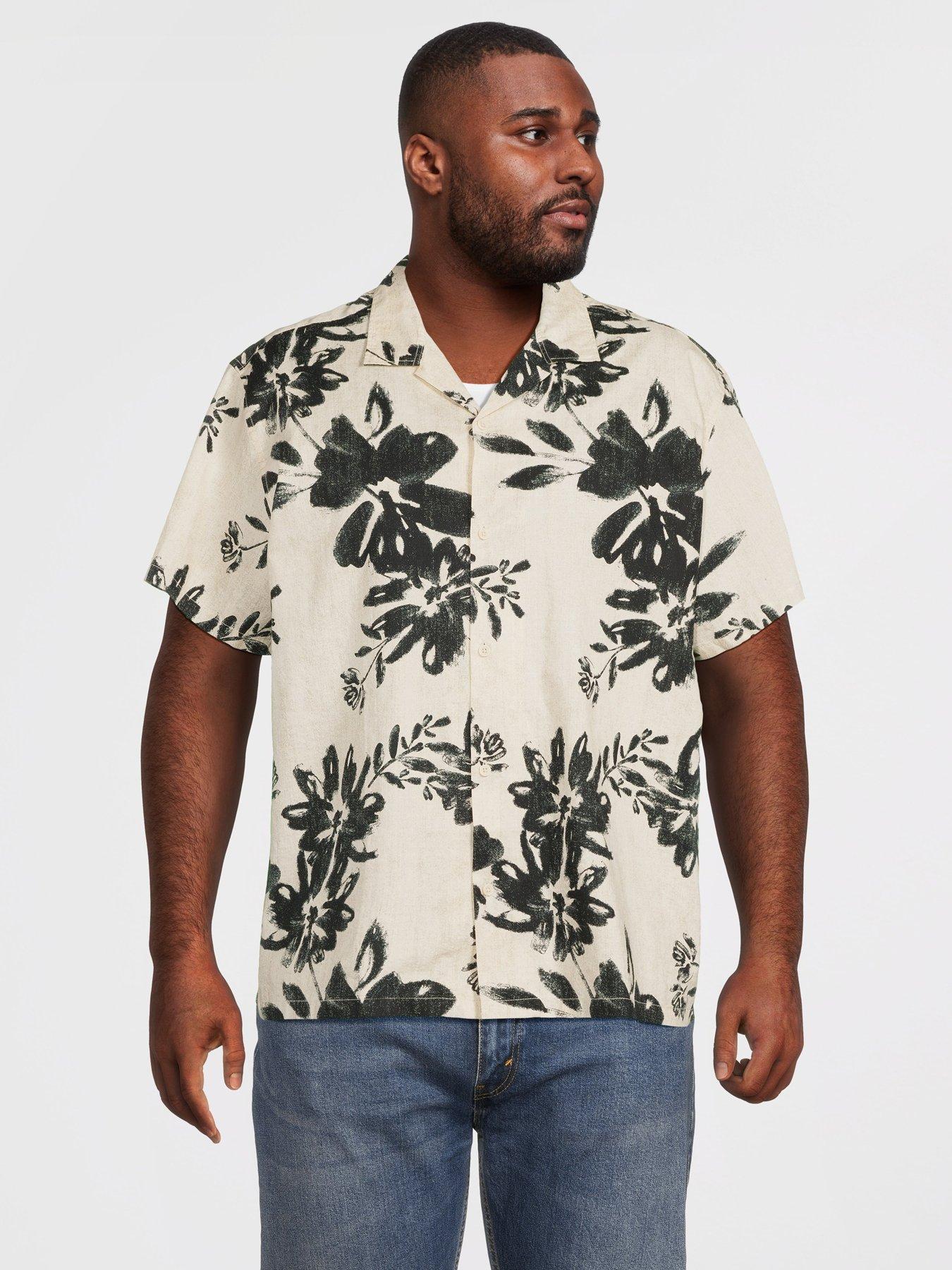 Jack & Jones Plus Premium Venice Short Sleeve Printed Shirt, Ancient Scroll, Size 6Xl, Men