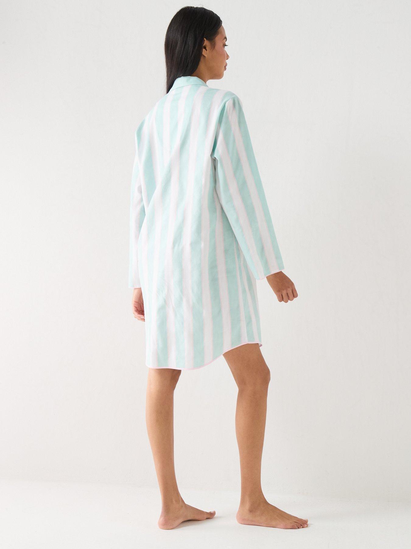 Image 2 of 2 of Cyberjammies Francesca Mint Printed Stripe Long Sleeve Nightshirt - Mint